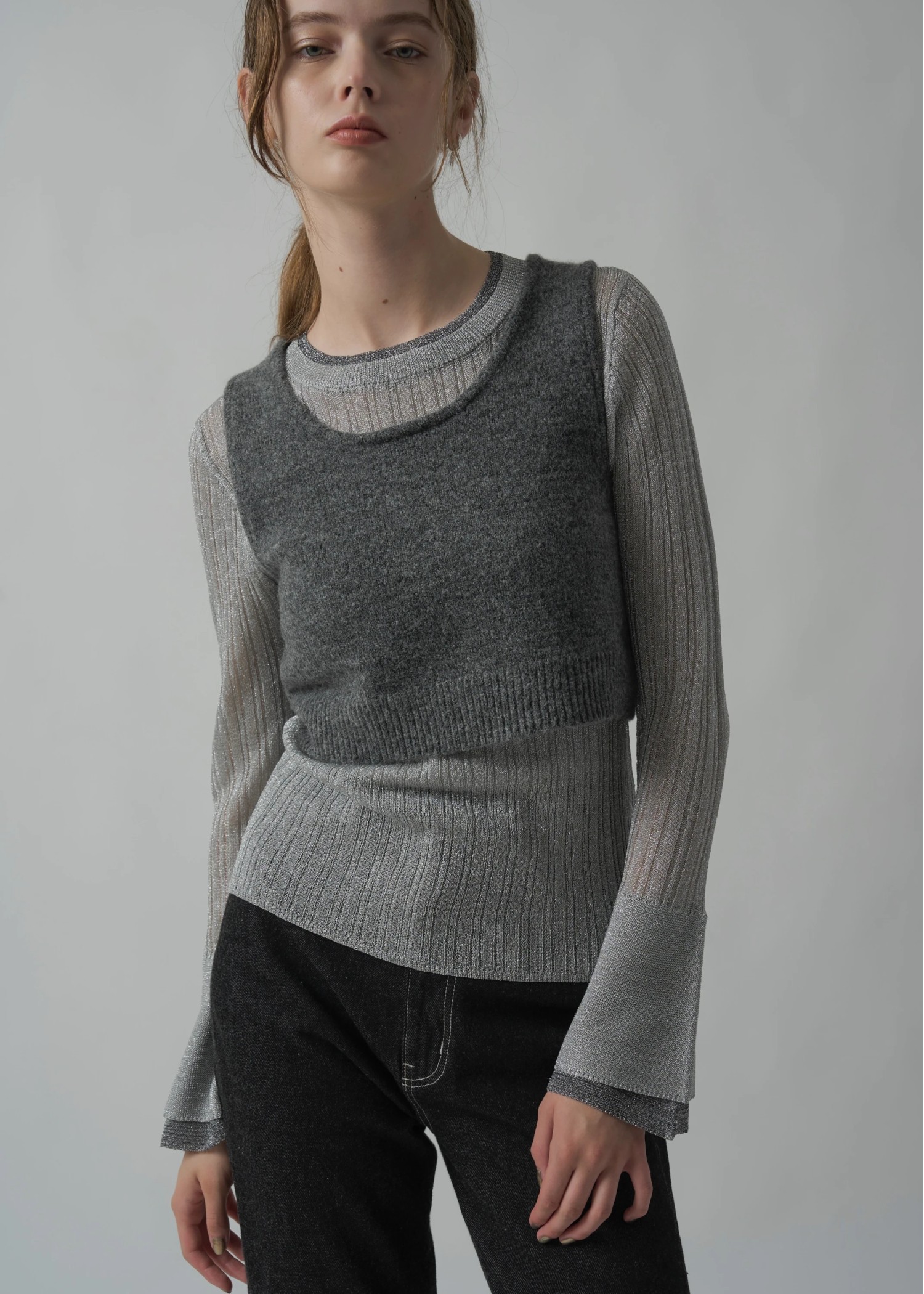 cropped 2way gentle knit tank