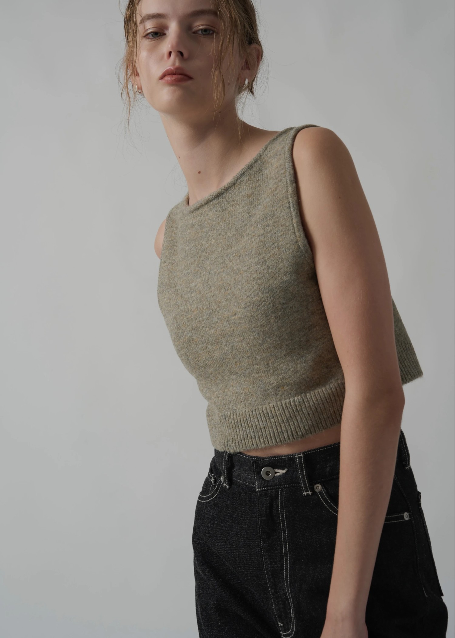 cropped 2way gentle knit tank