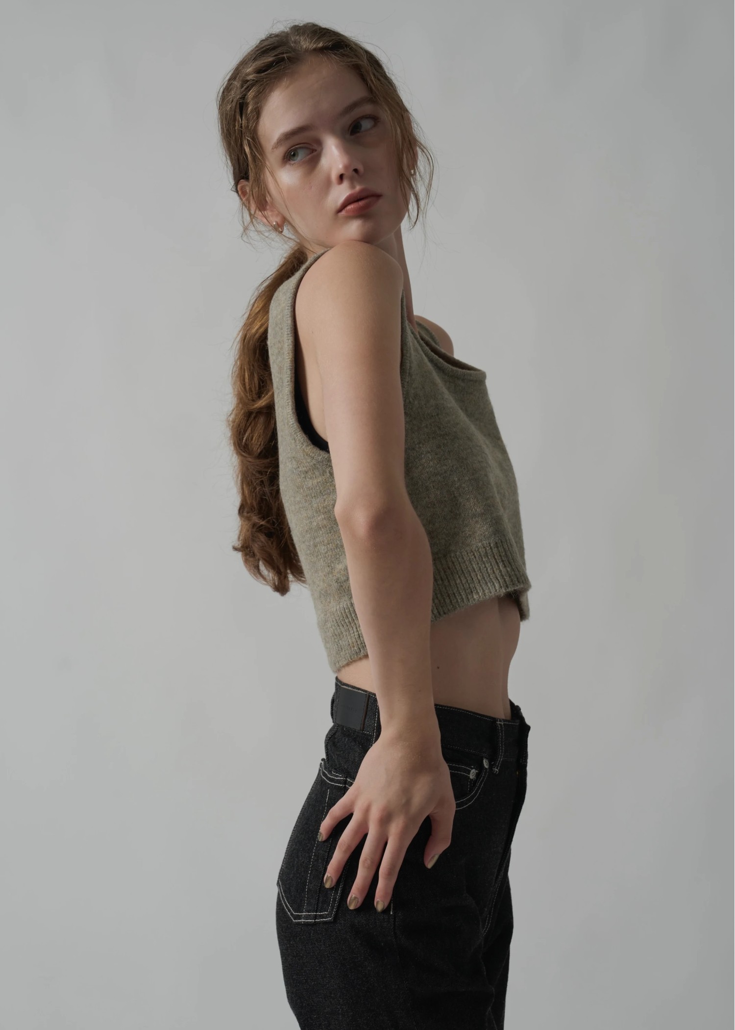 cropped 2way gentle knit tank