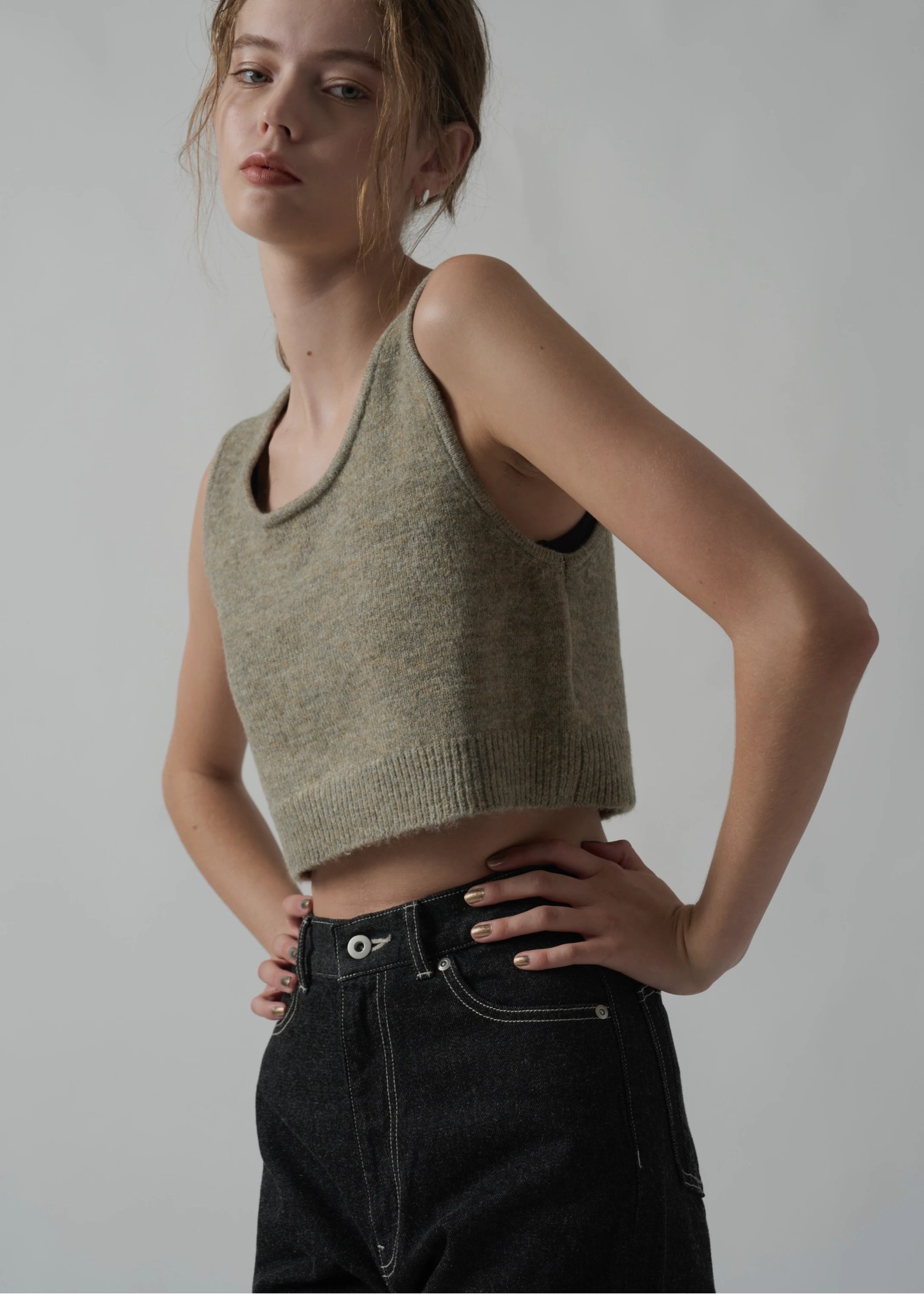 cropped 2way gentle knit tank