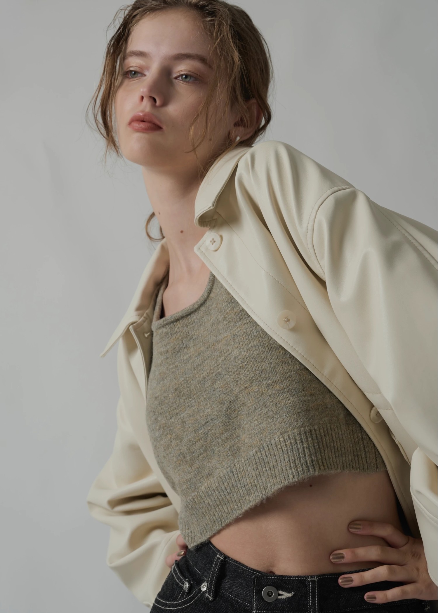 cropped 2way gentle knit tank