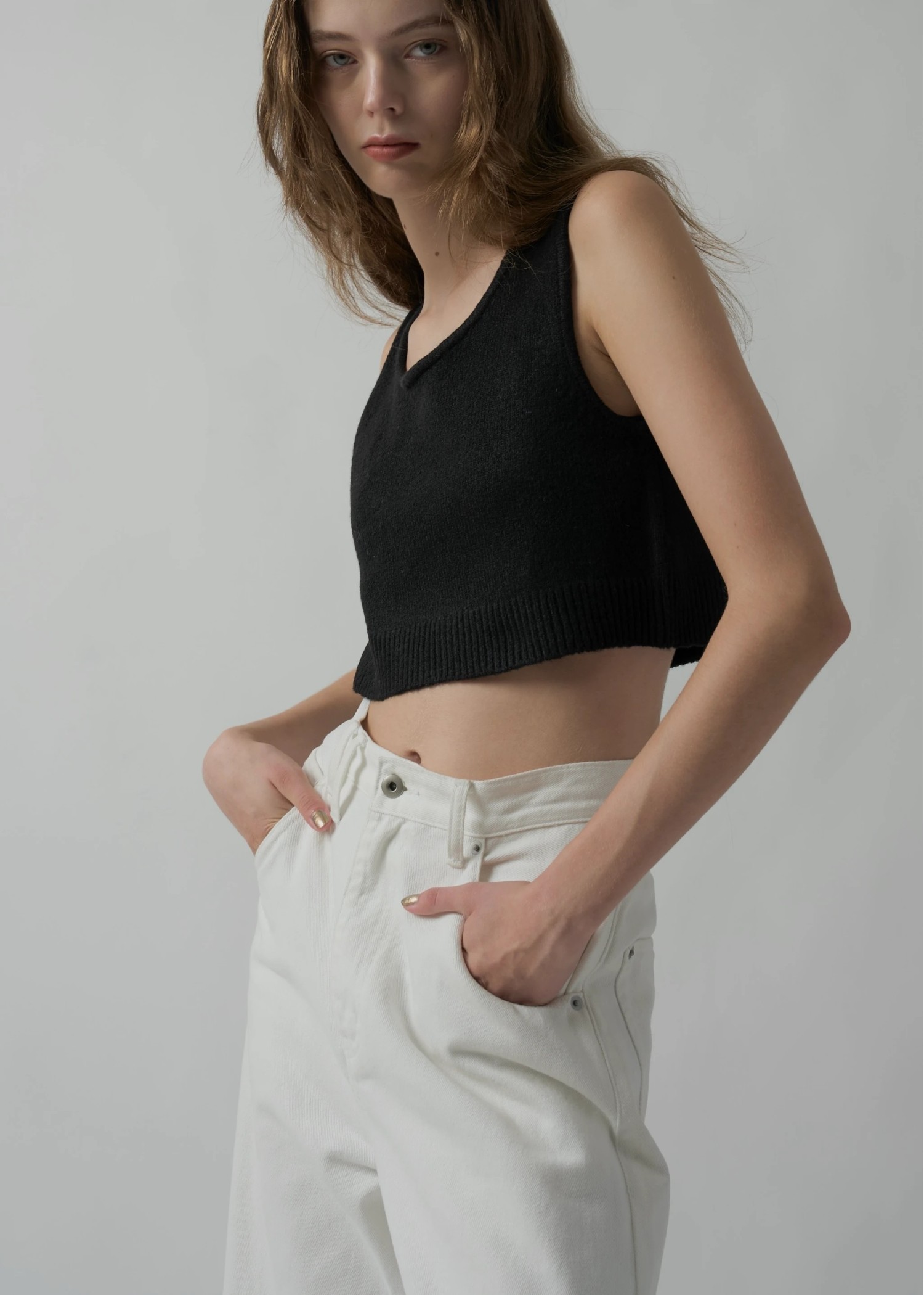cropped 2way gentle knit tank