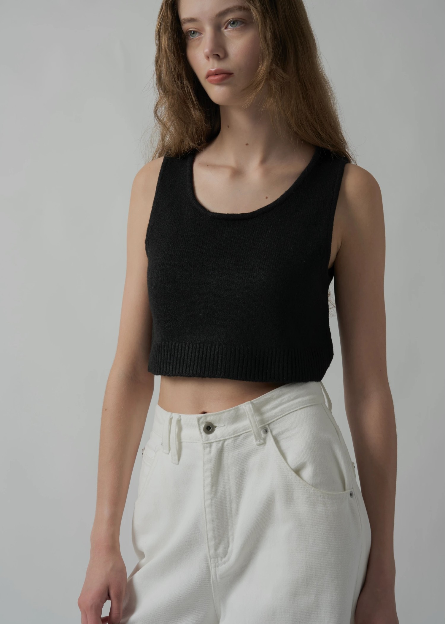 cropped 2way gentle knit tank