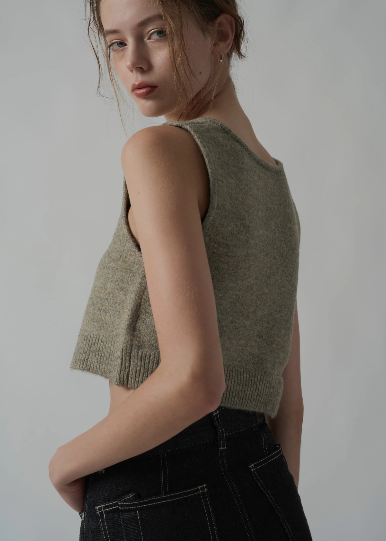 cropped 2way gentle knit tank