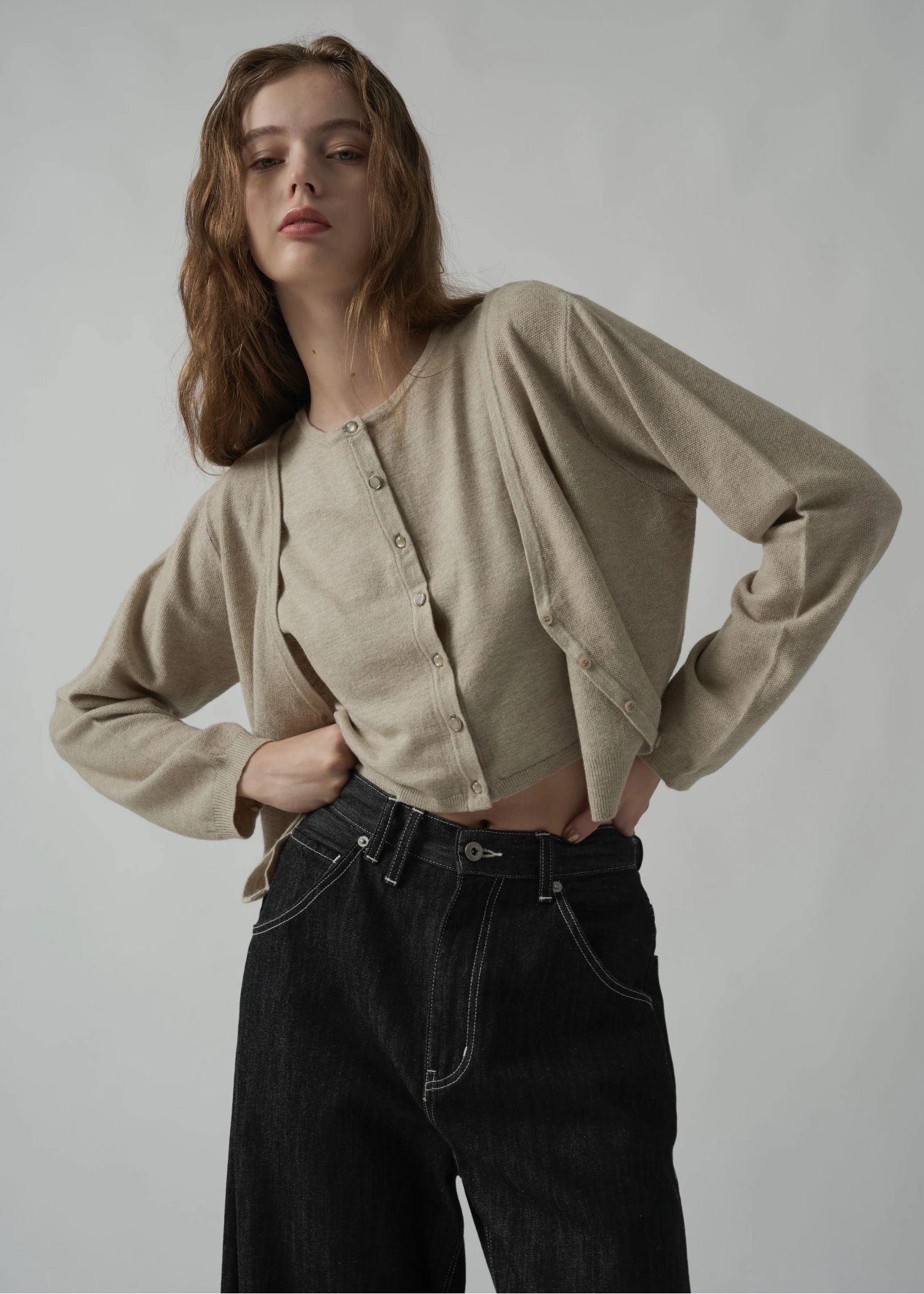 slit tank & seed stitch CD knit ensemble