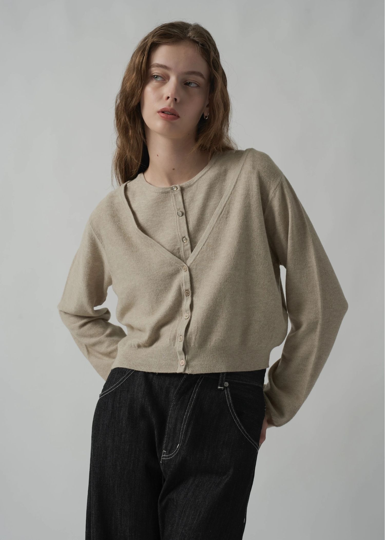 slit tank & seed stitch CD knit ensemble