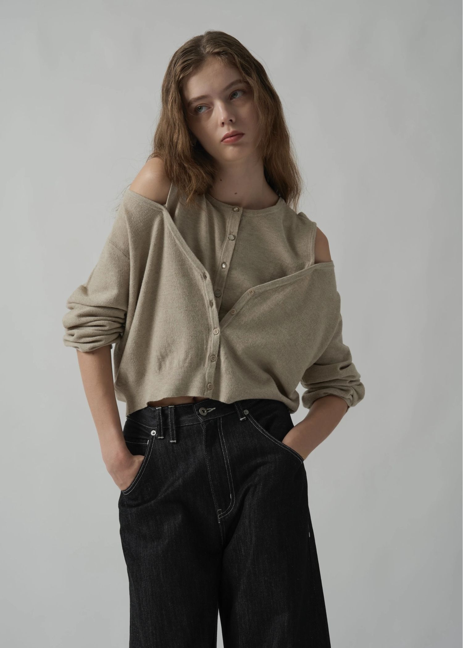 slit tank & seed stitch CD knit ensemble