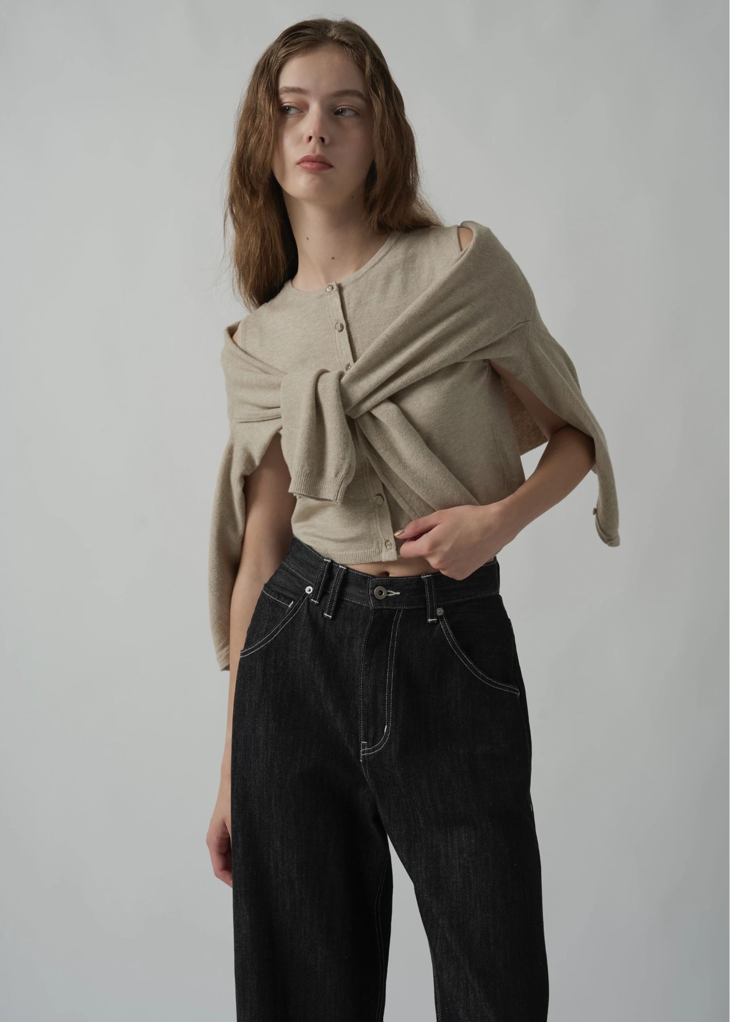 slit tank & seed stitch CD knit ensemble