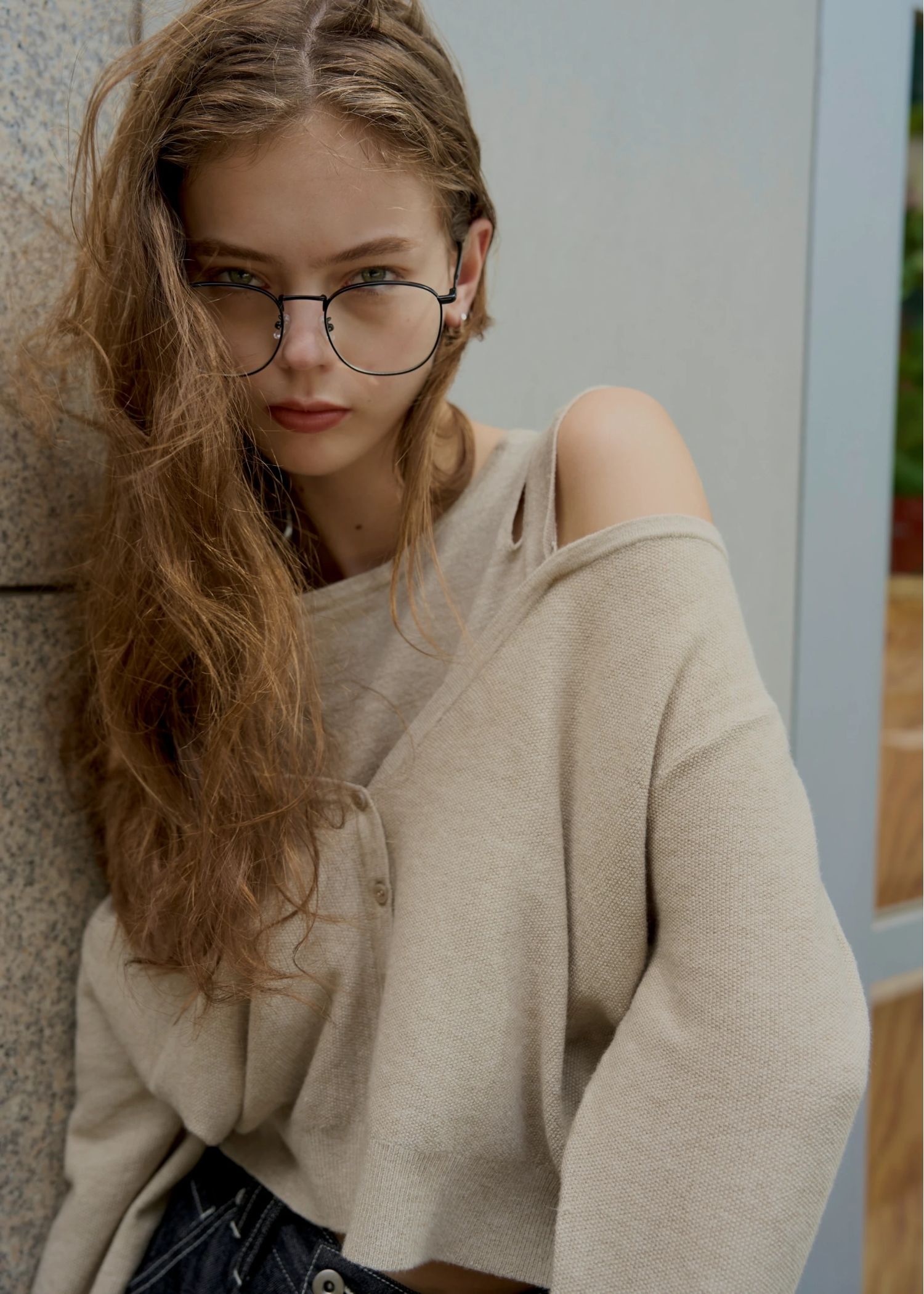 slit tank & seed stitch CD knit ensemble