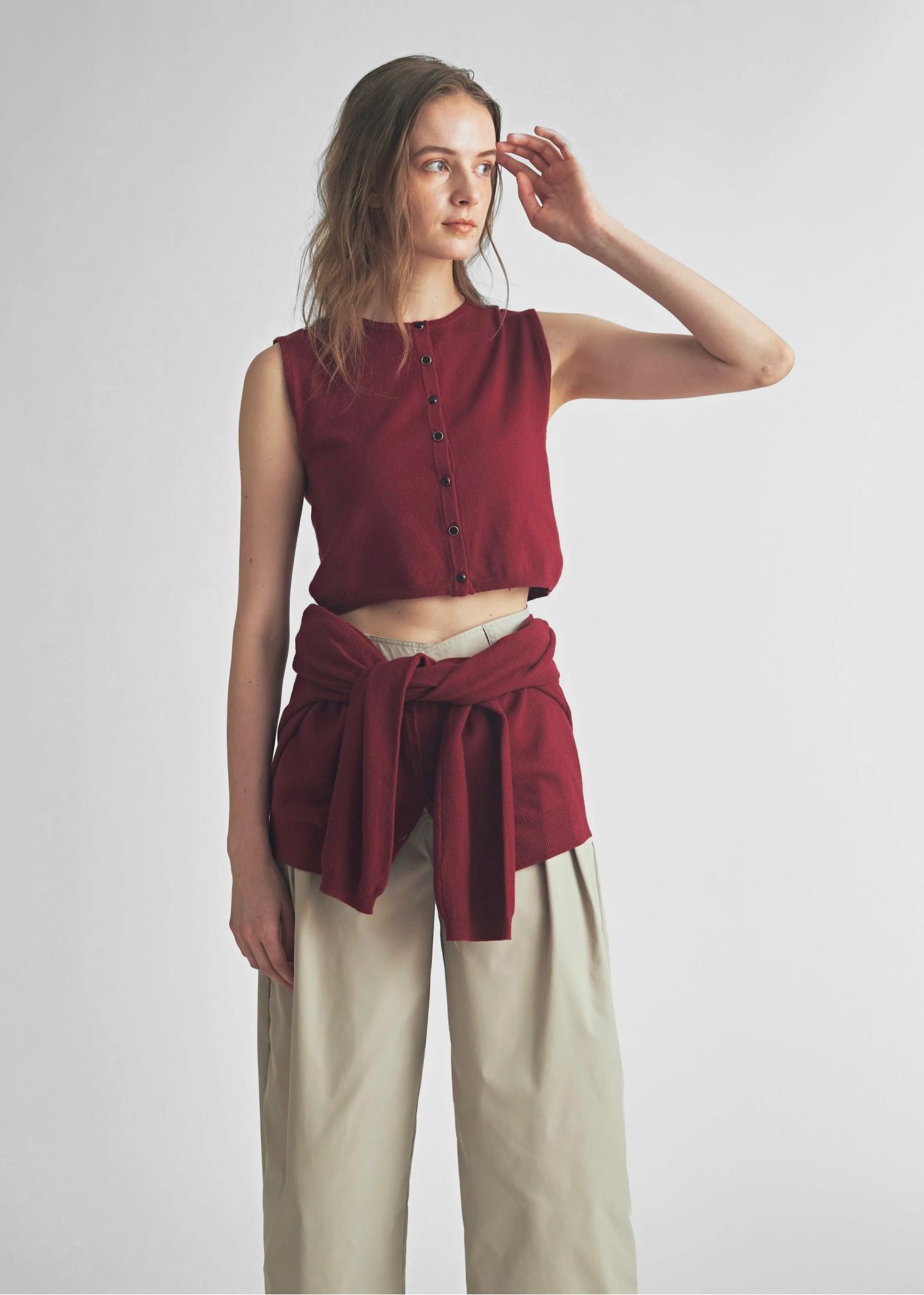slit tank & seed stitch CD knit ensemble
