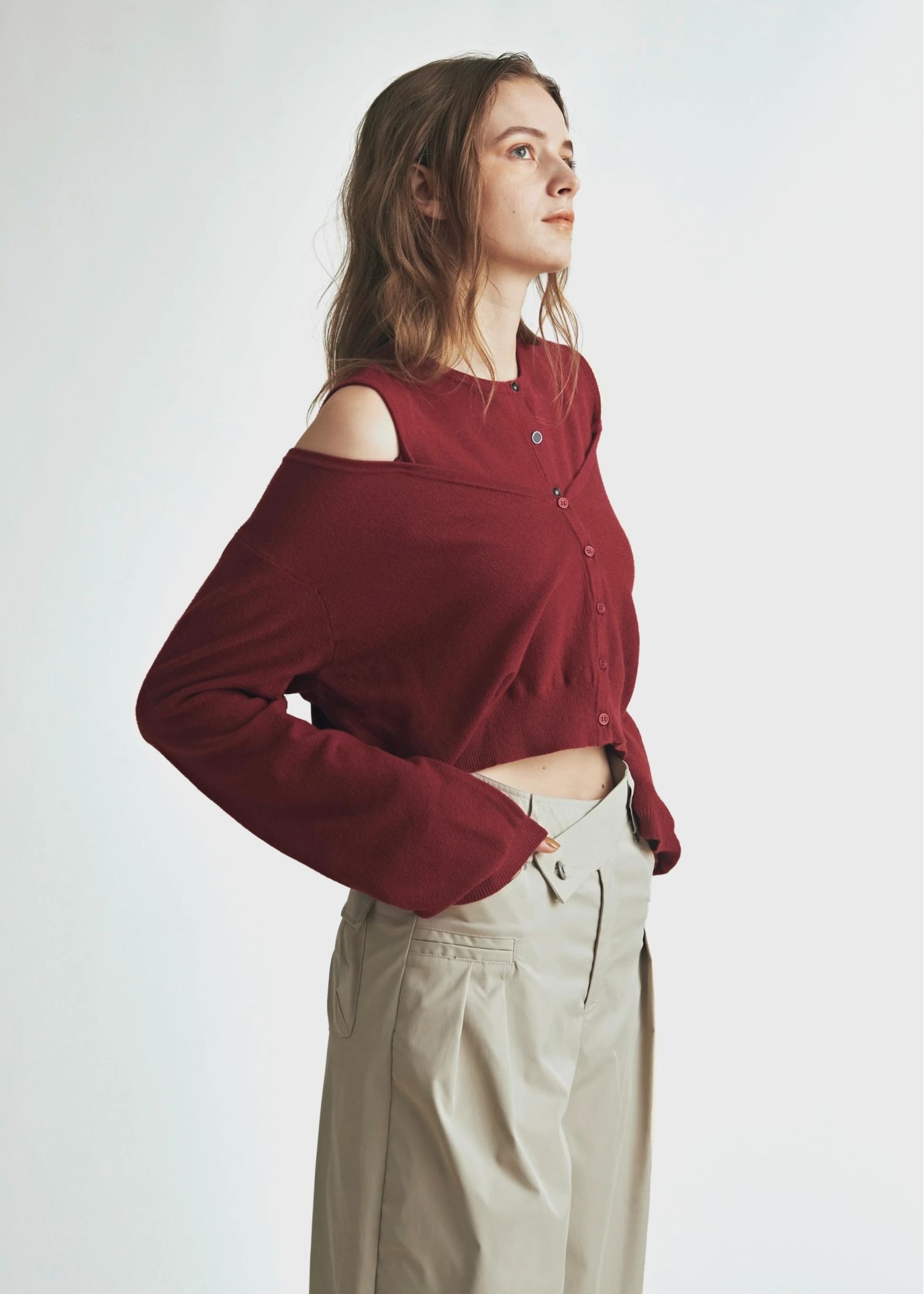 slit tank & seed stitch CD knit ensemble