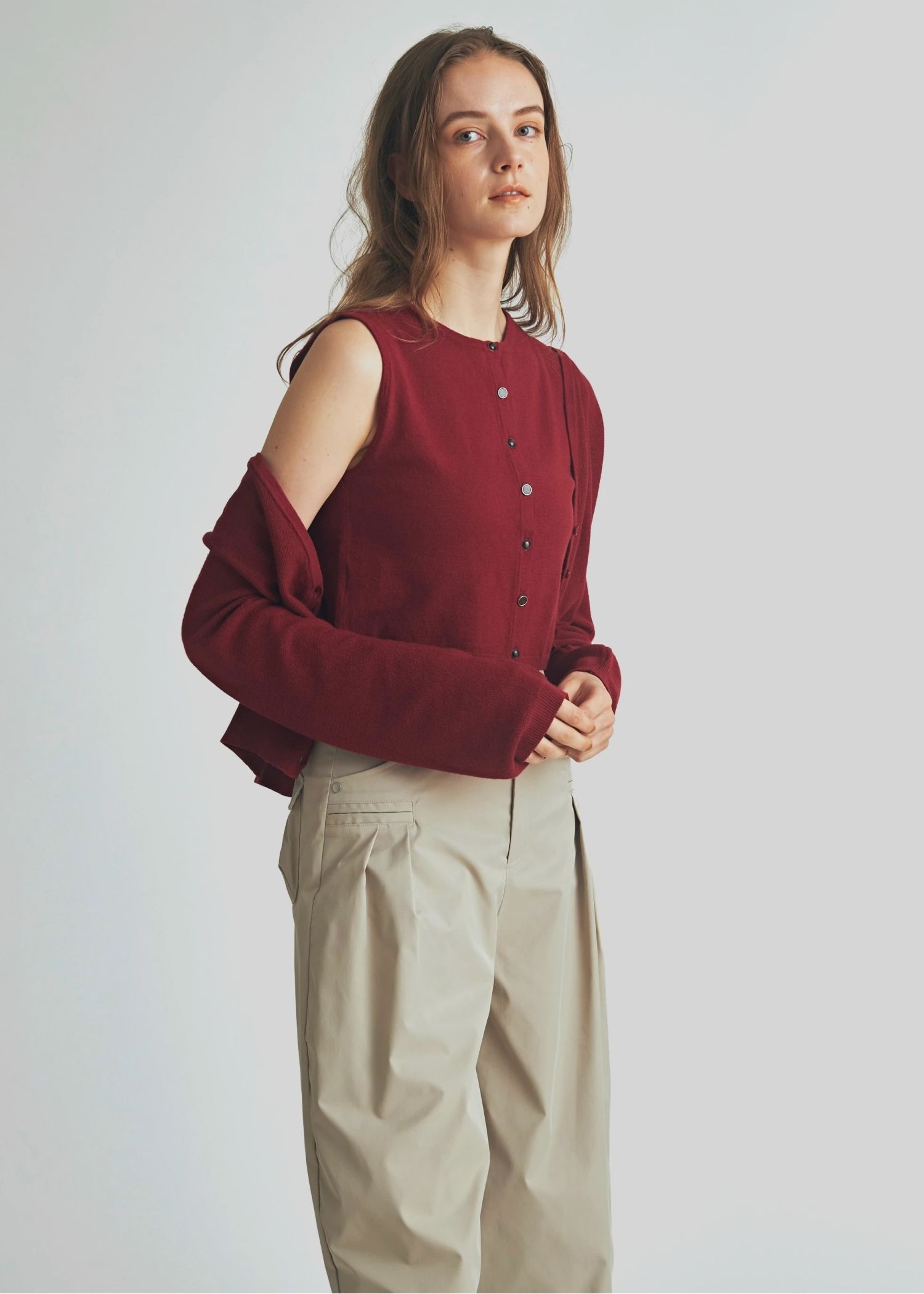 slit tank & seed stitch CD knit ensemble