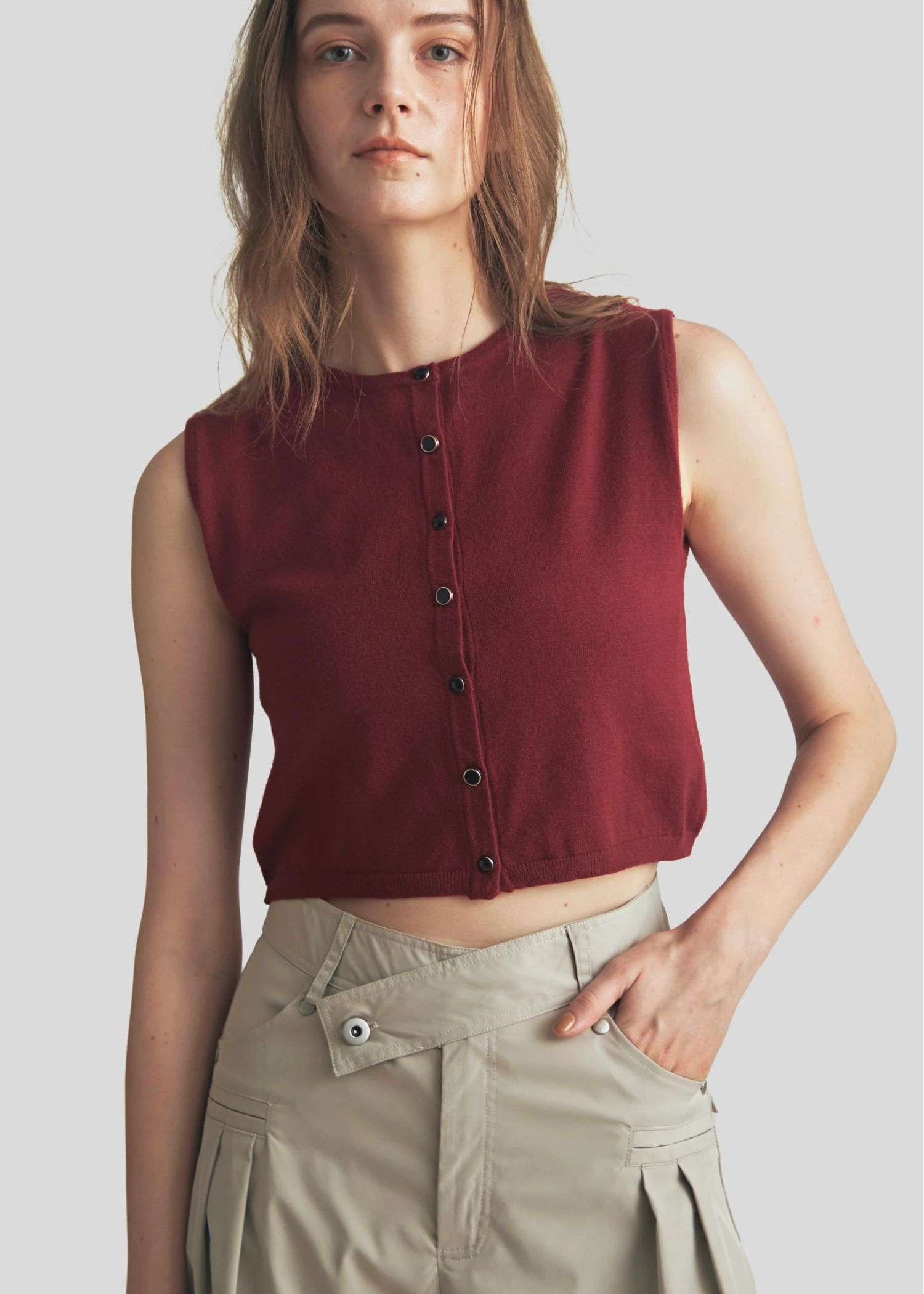 slit tank & seed stitch CD knit ensemble