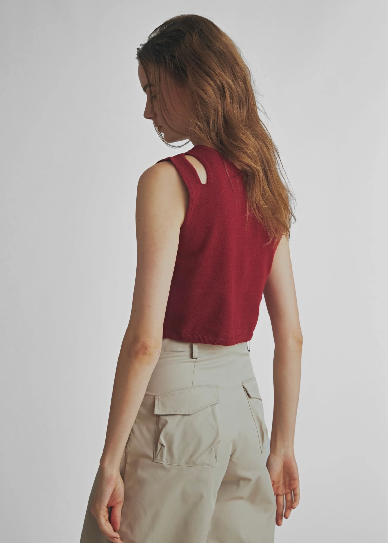 slit tank & seed stitch CD knit ensemble