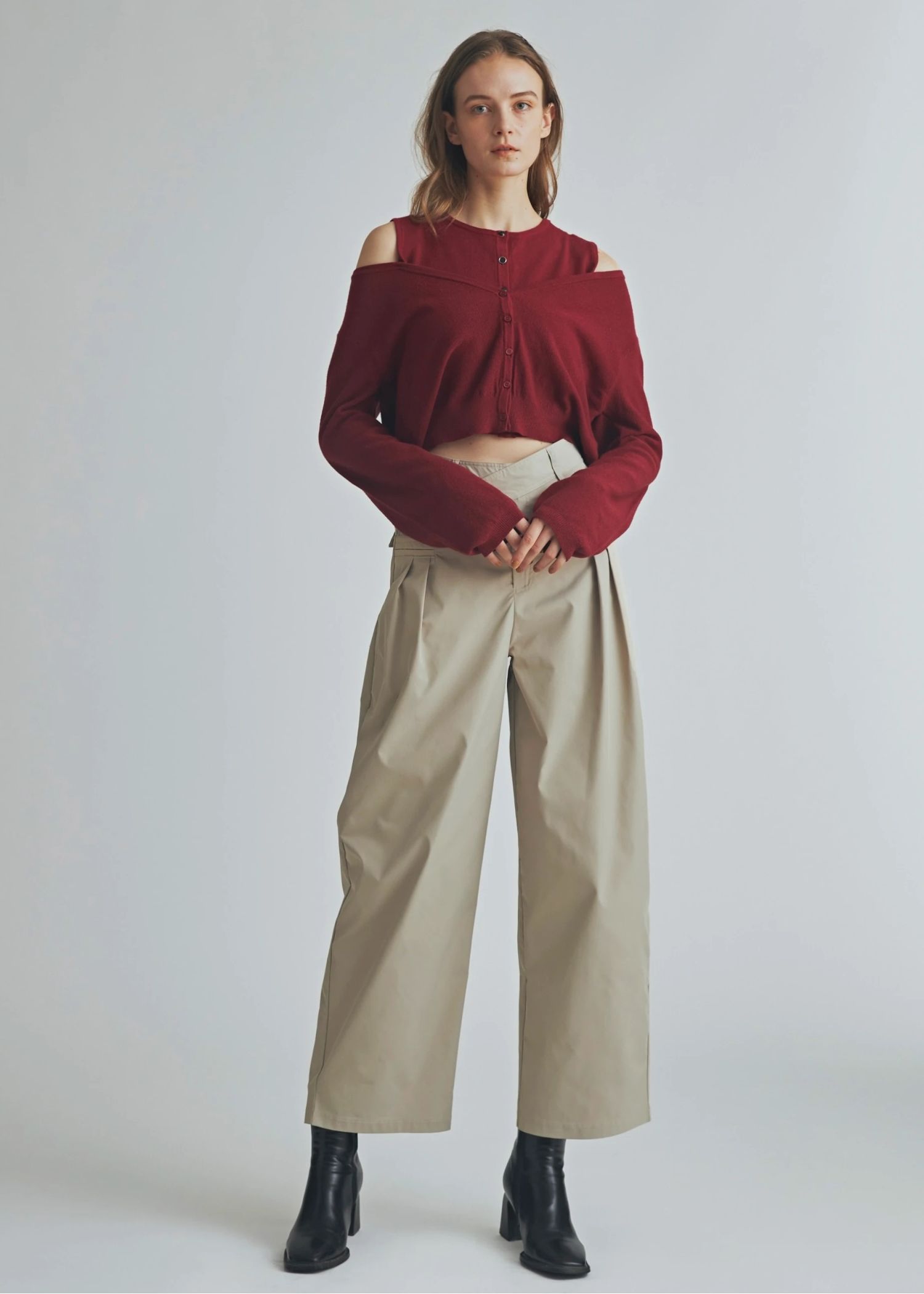 slit tank & seed stitch CD knit ensemble