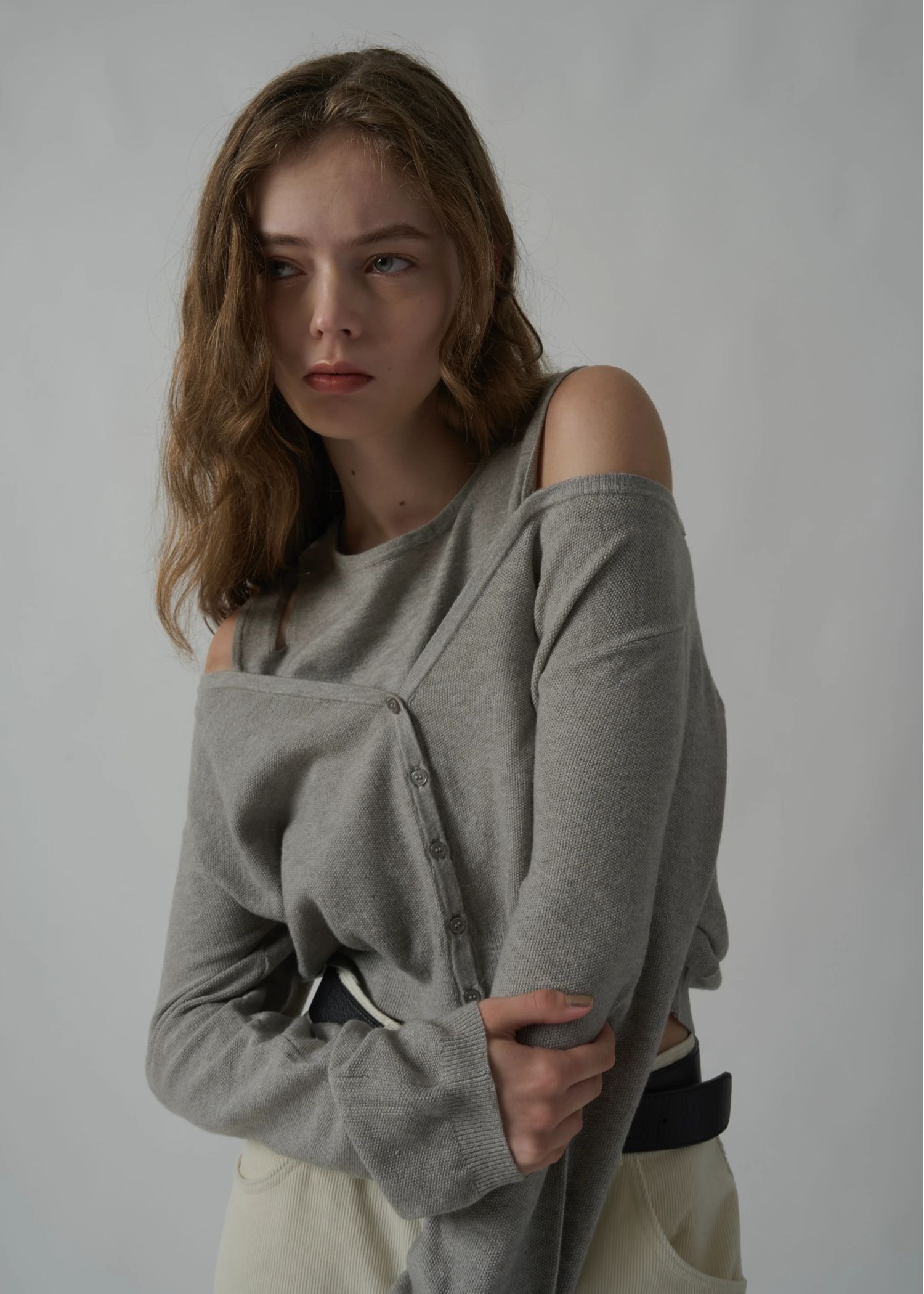 slit tank & seed stitch CD knit ensemble