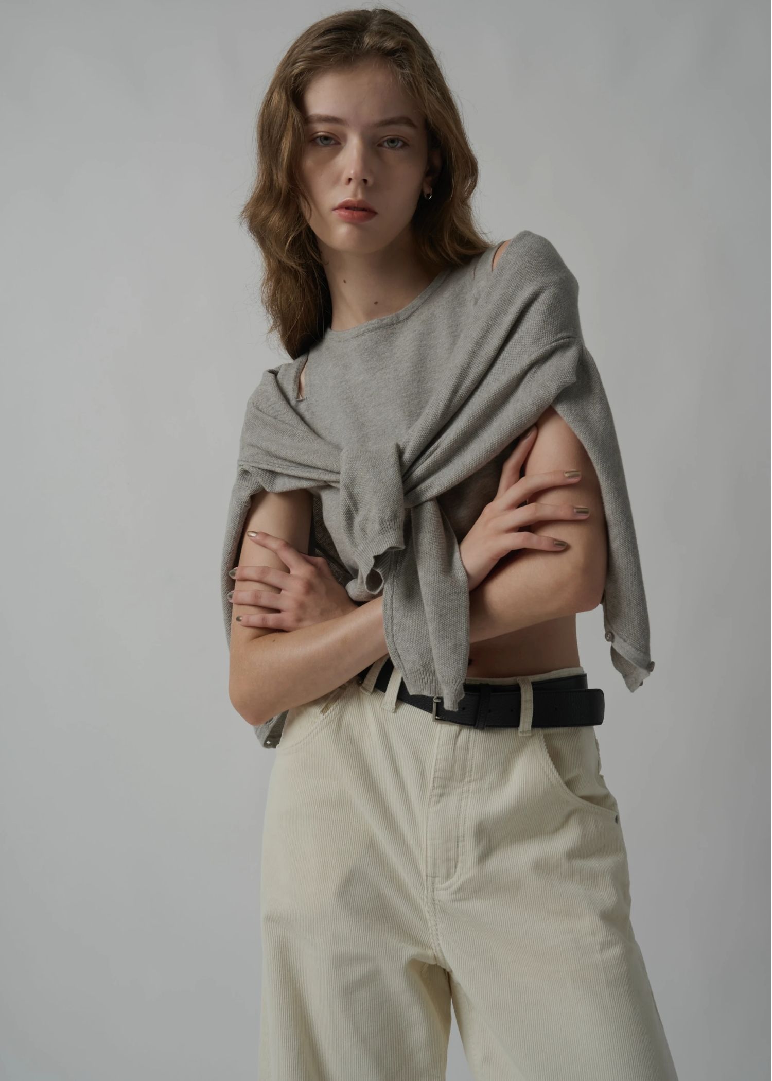 slit tank & seed stitch CD knit ensemble