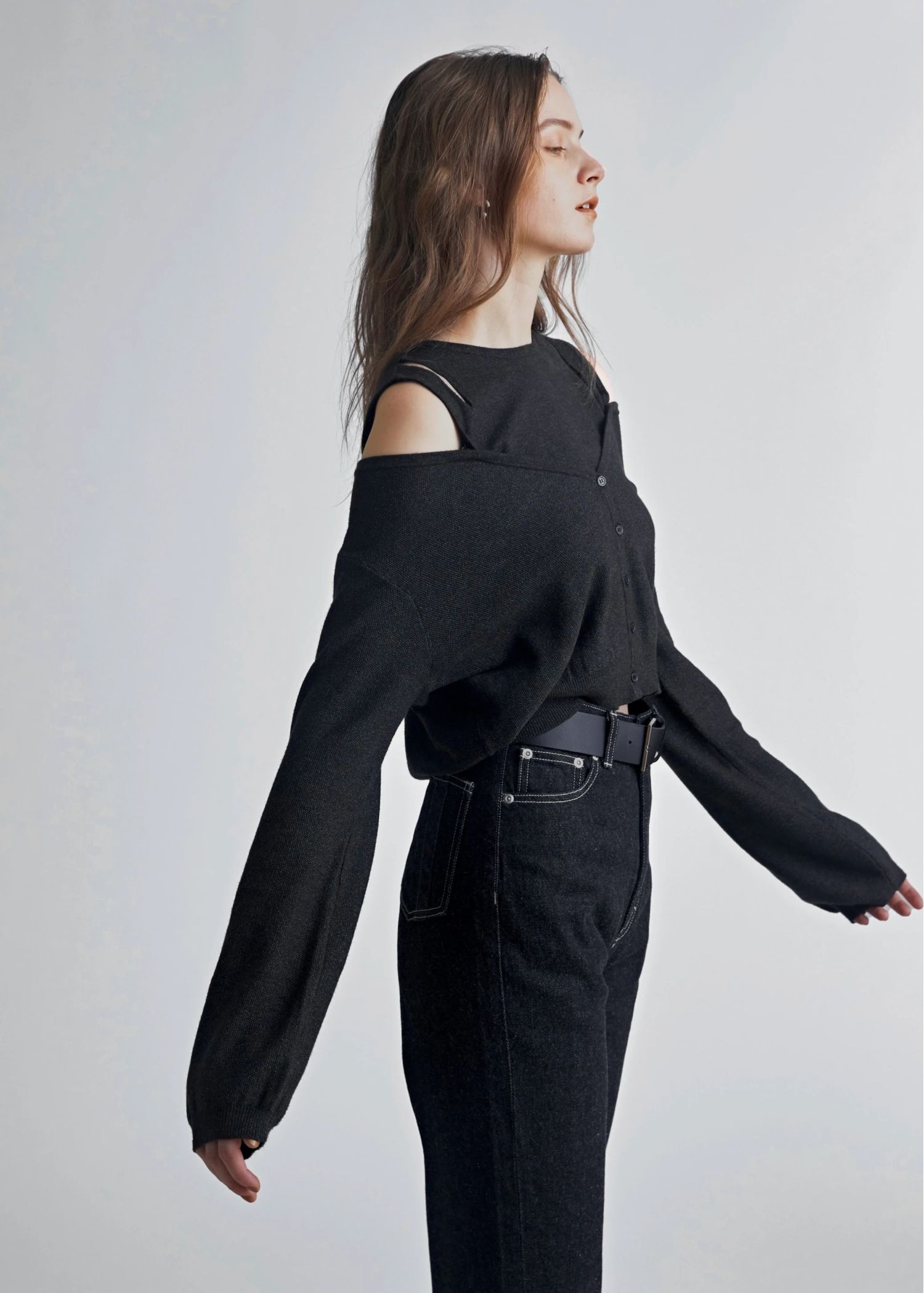 slit tank & seed stitch CD knit ensemble