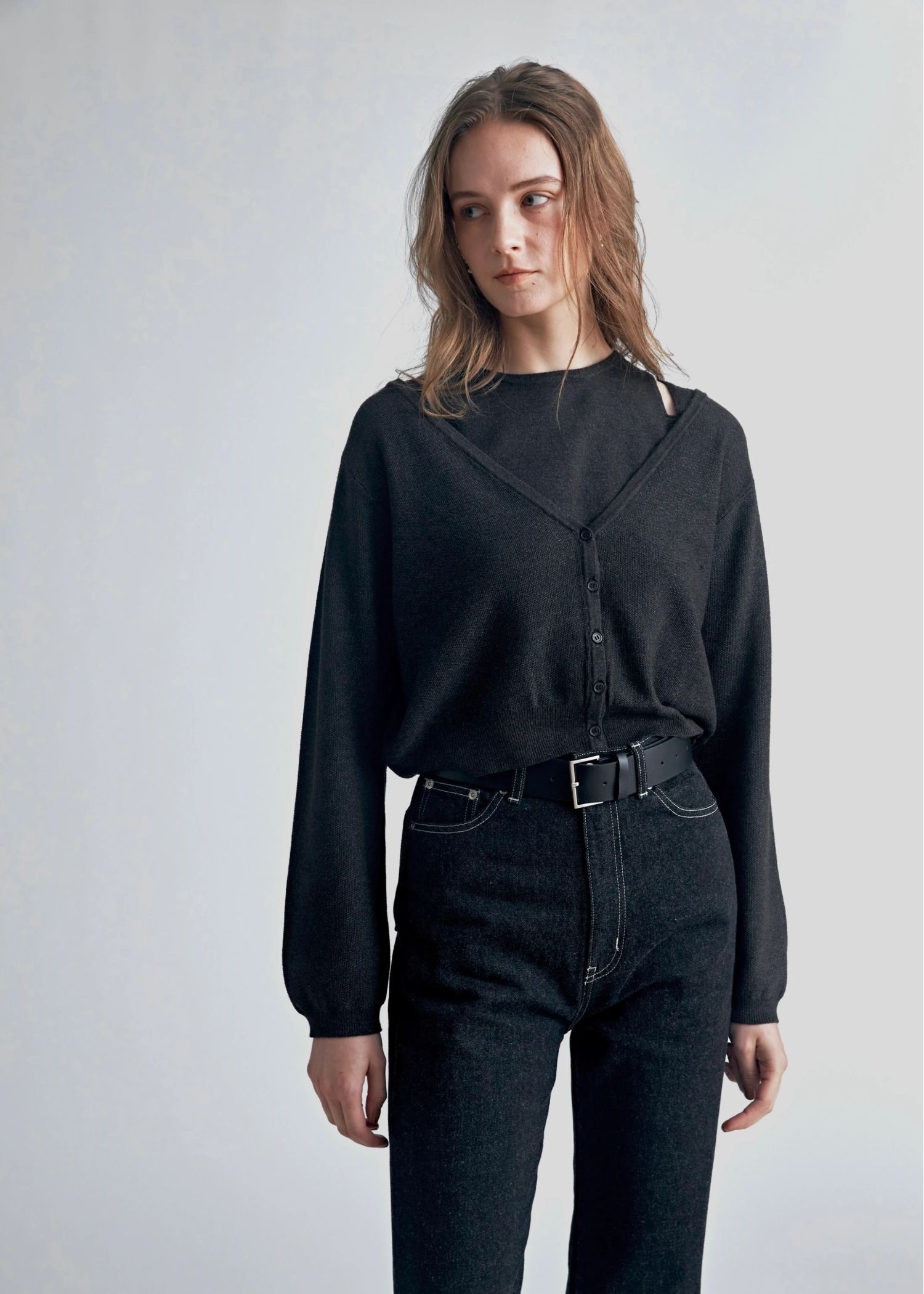 slit tank & seed stitch CD knit ensemble