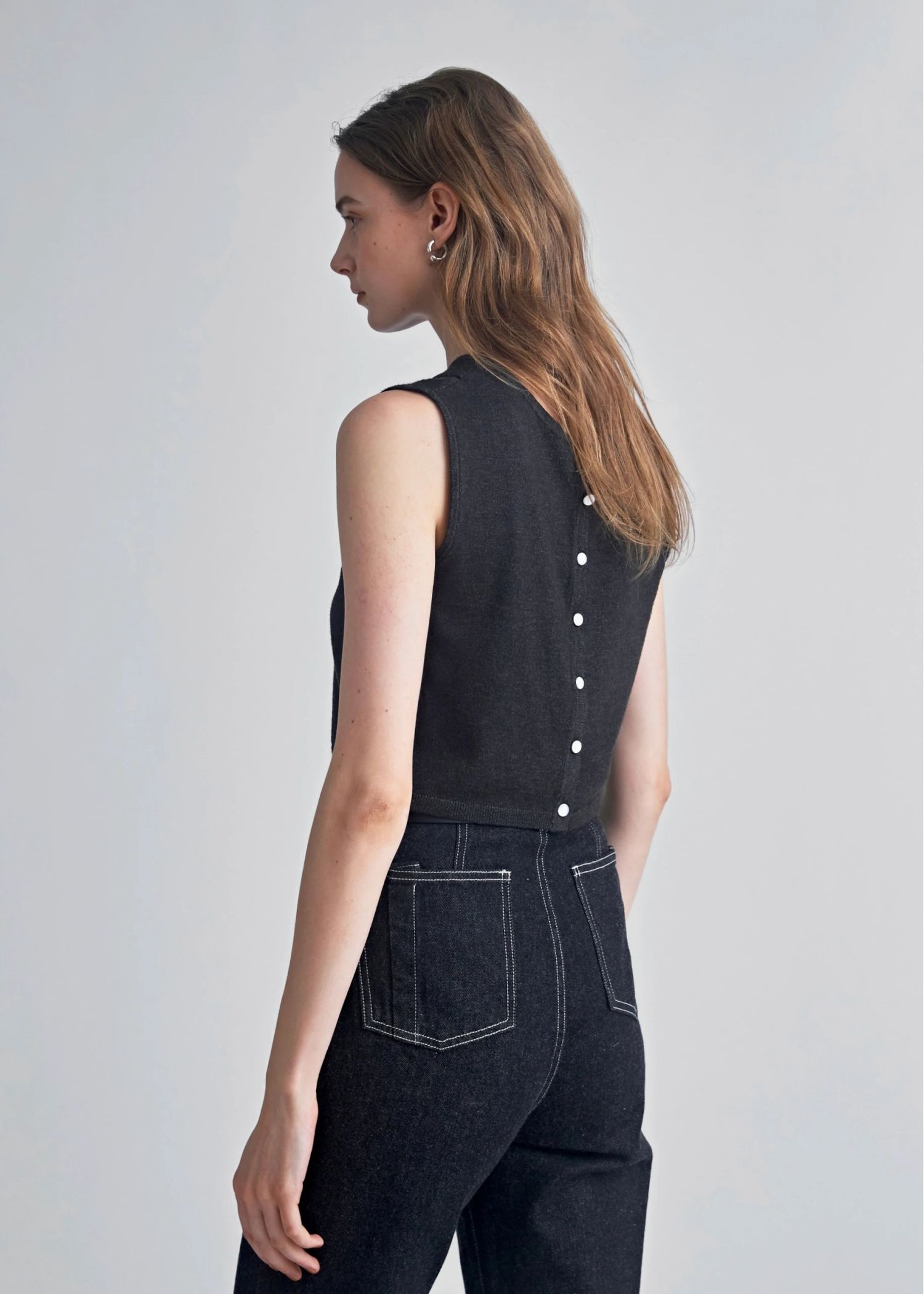 slit tank & seed stitch CD knit ensemble