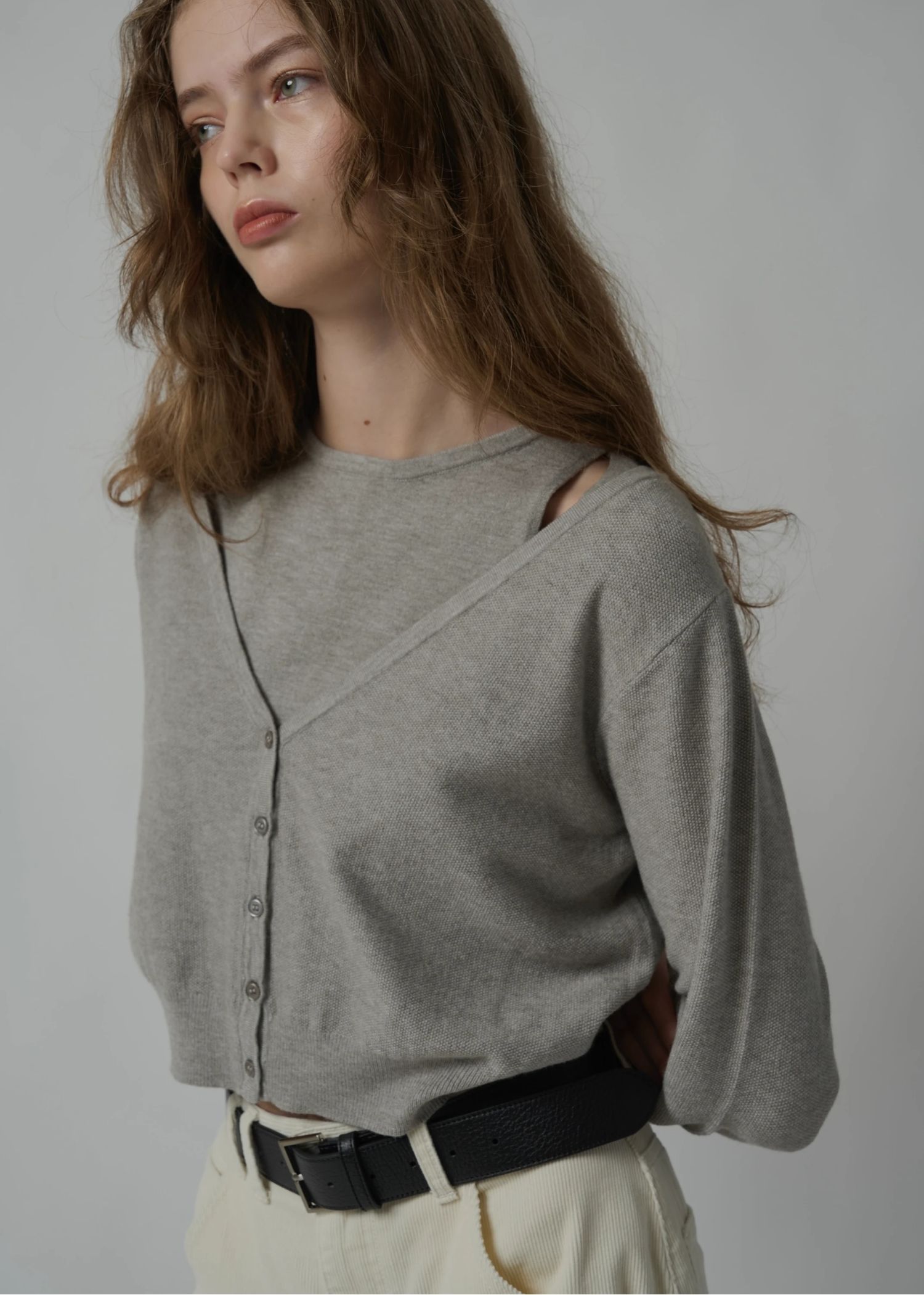 slit tank & seed stitch CD knit ensemble