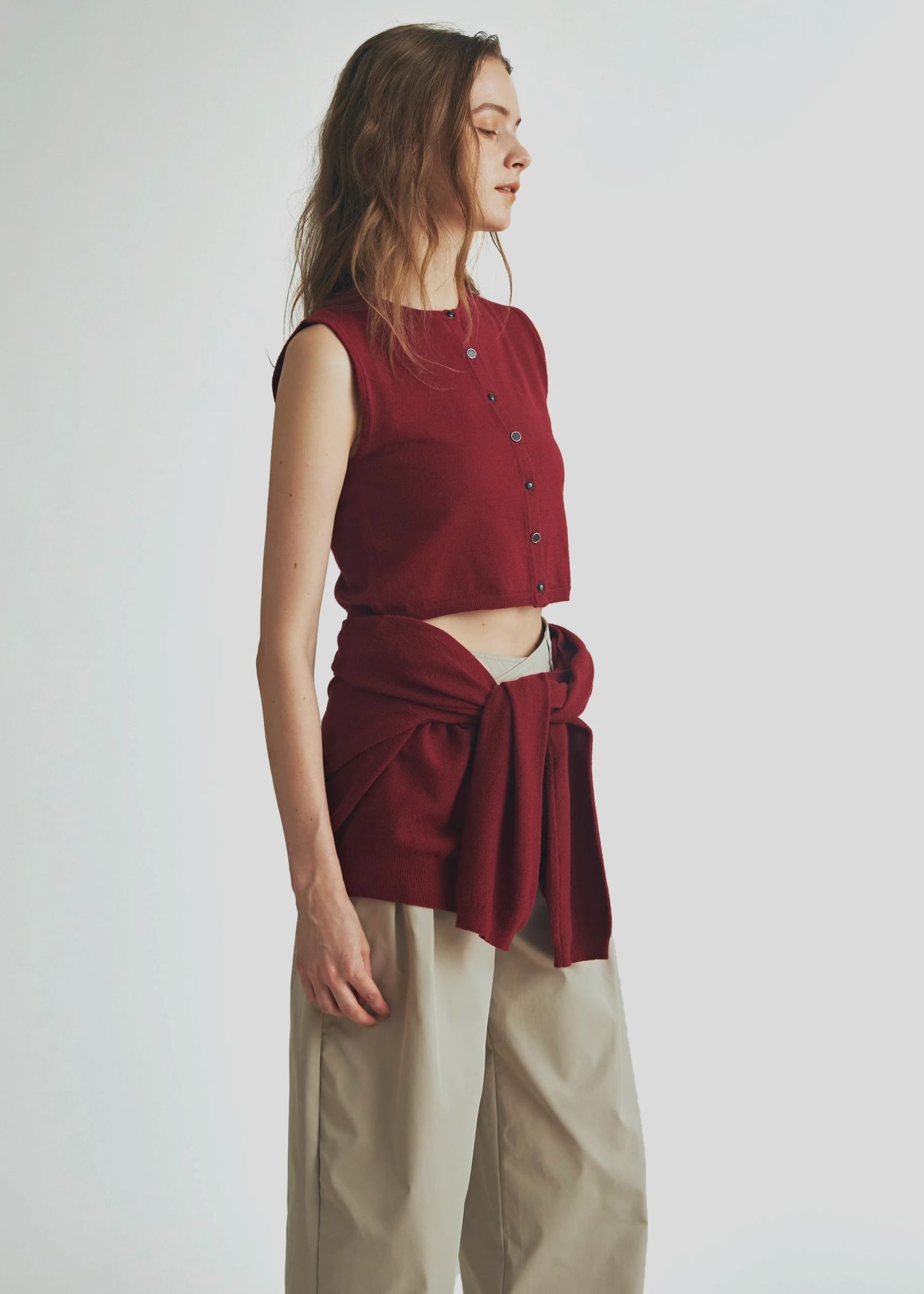 slit tank & seed stitch CD knit ensemble