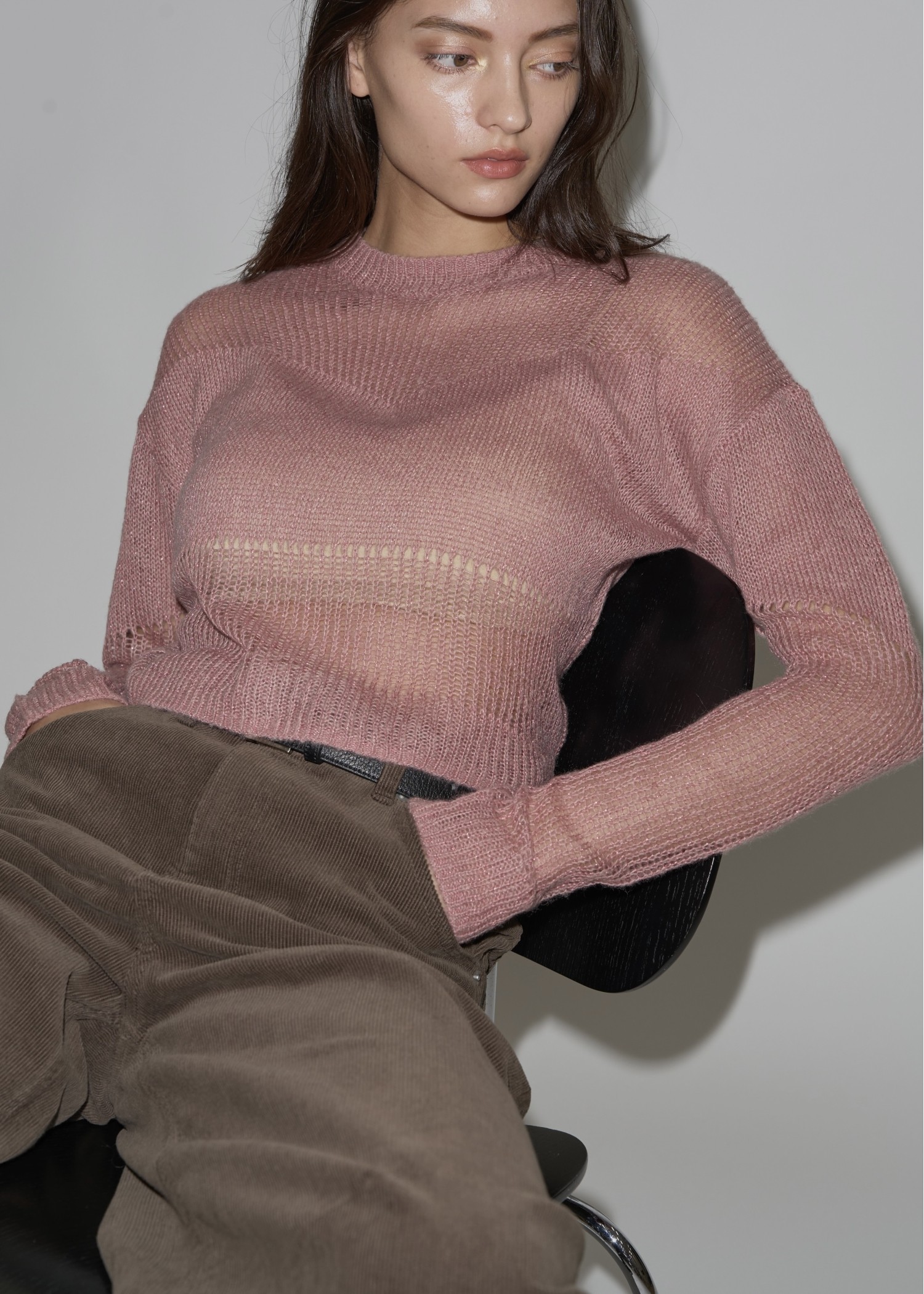 sheer rame openwork short knit