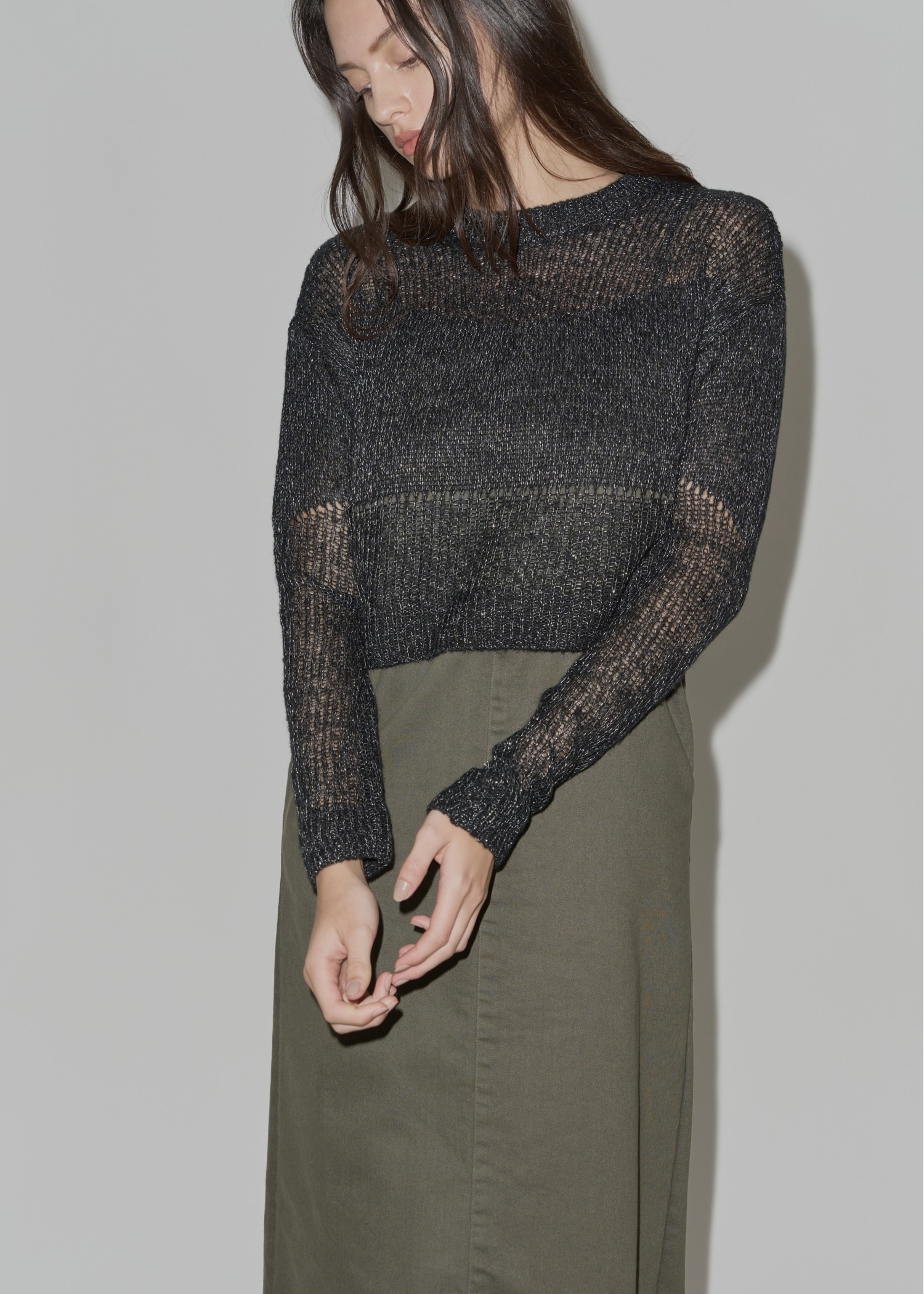 sheer rame openwork short knit