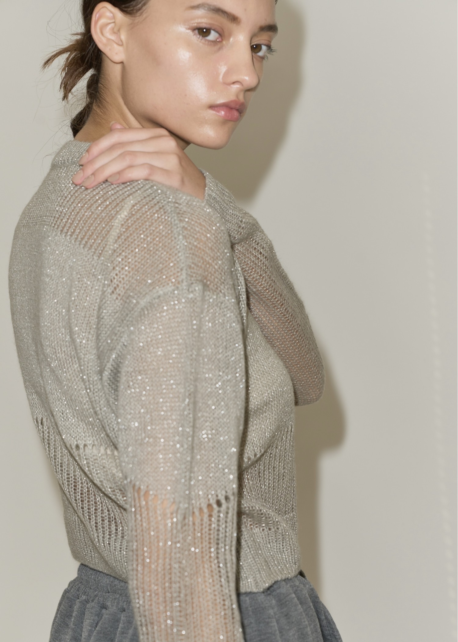 sheer rame openwork short knit