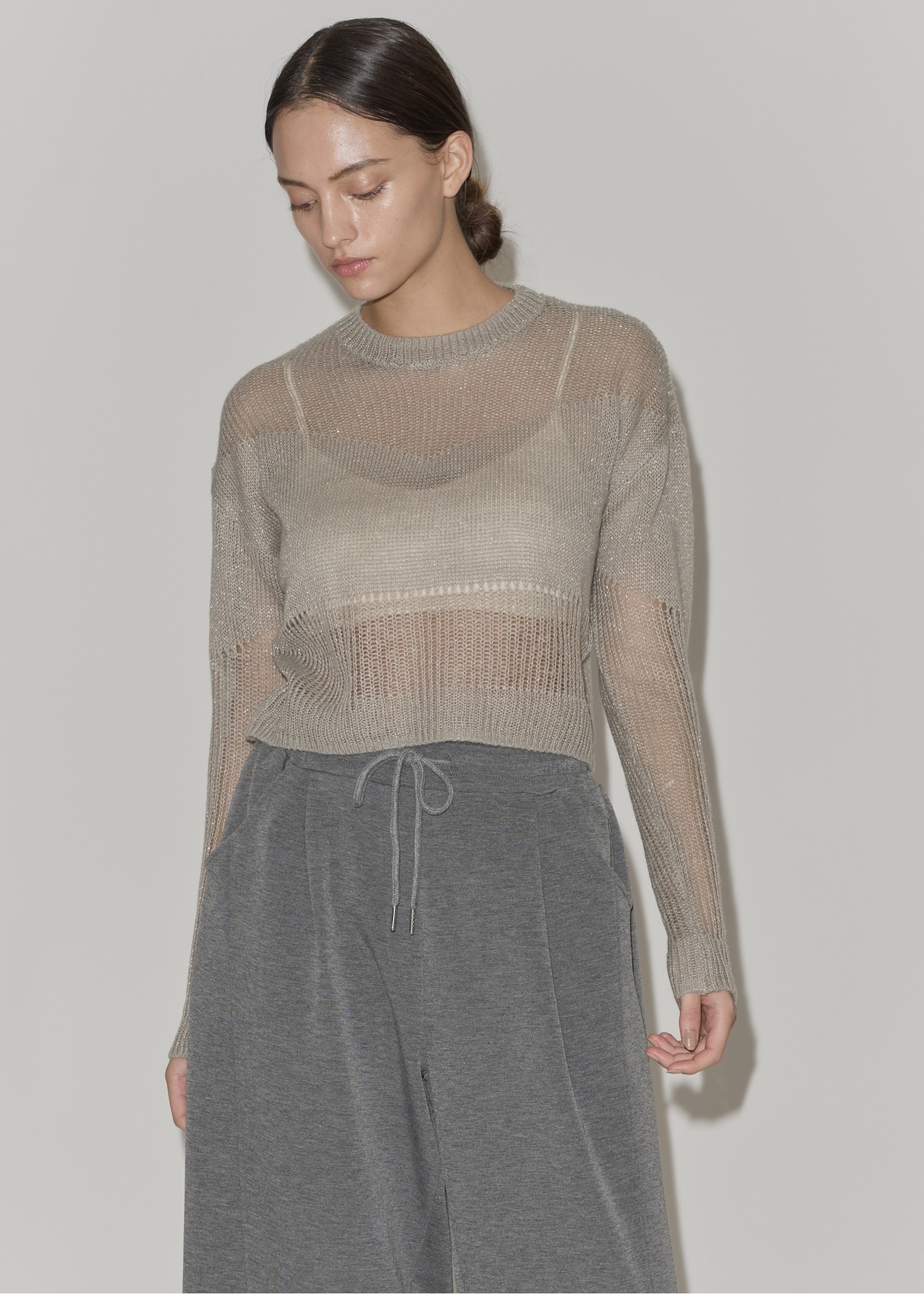 sheer rame openwork short knit