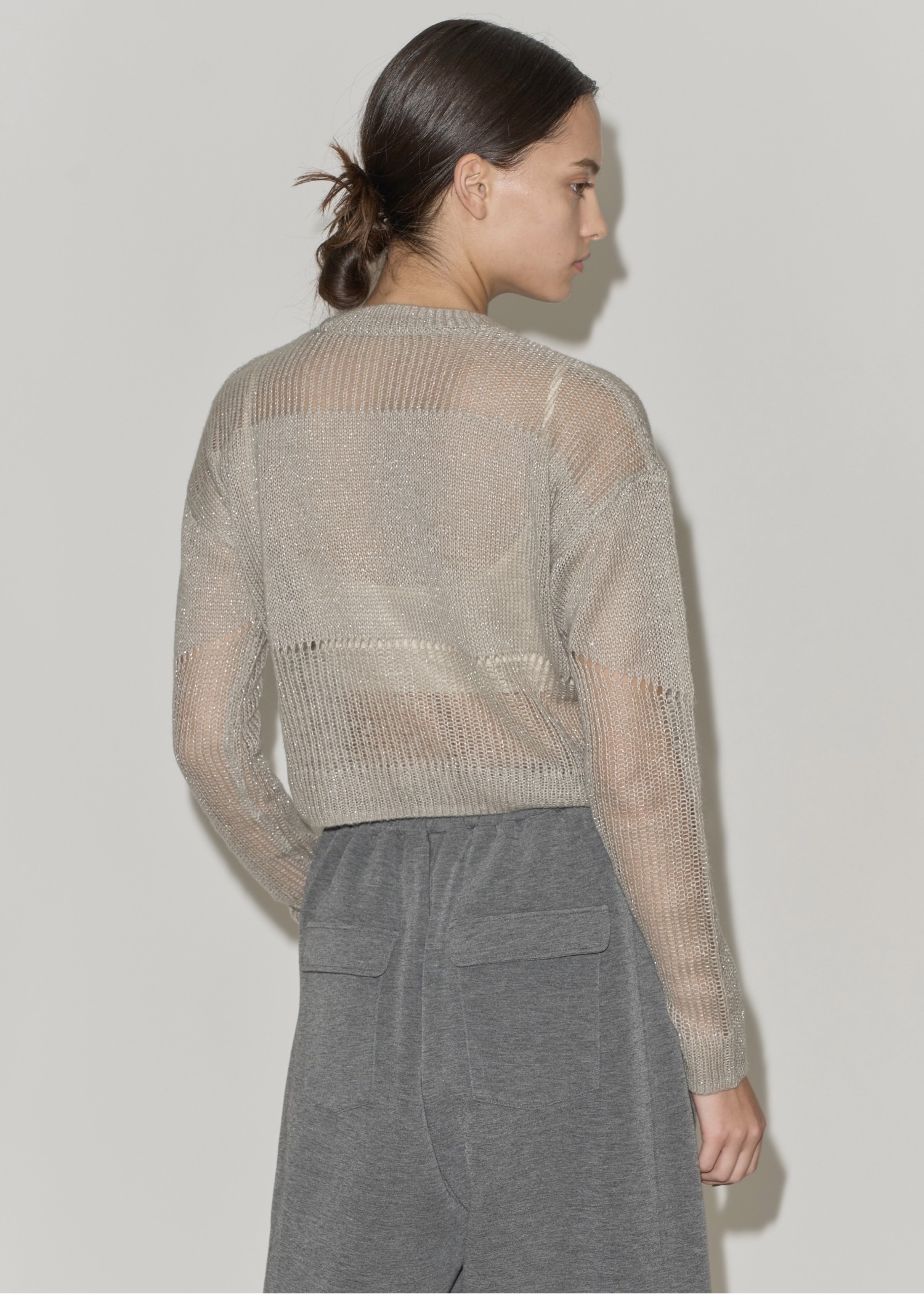 sheer rame openwork short knit