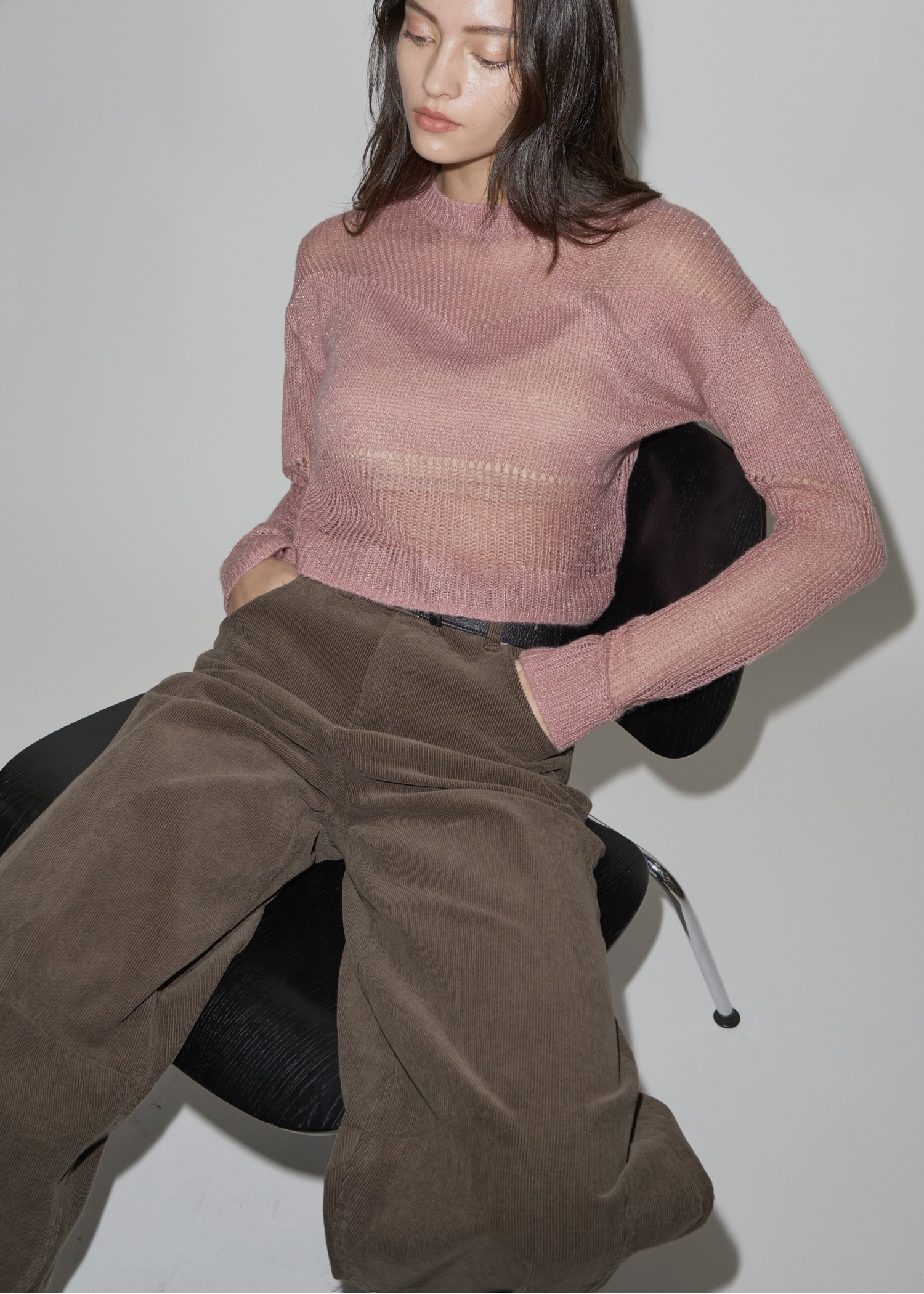 sheer rame openwork short knit