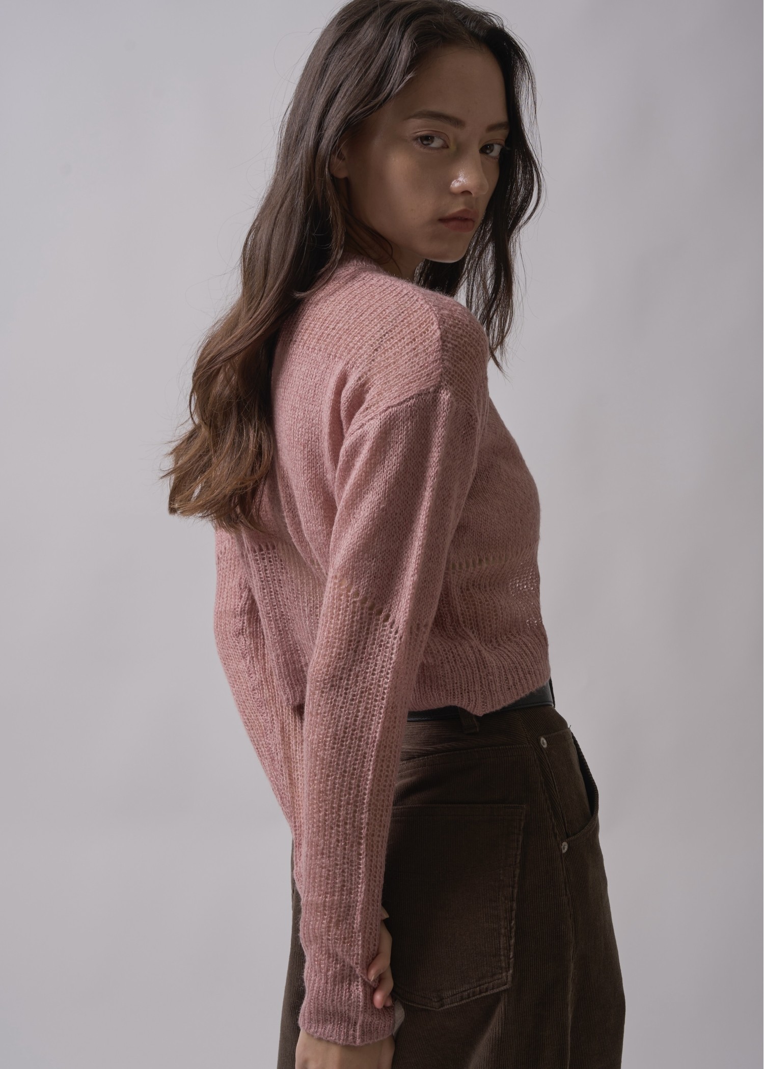 sheer rame openwork short knit