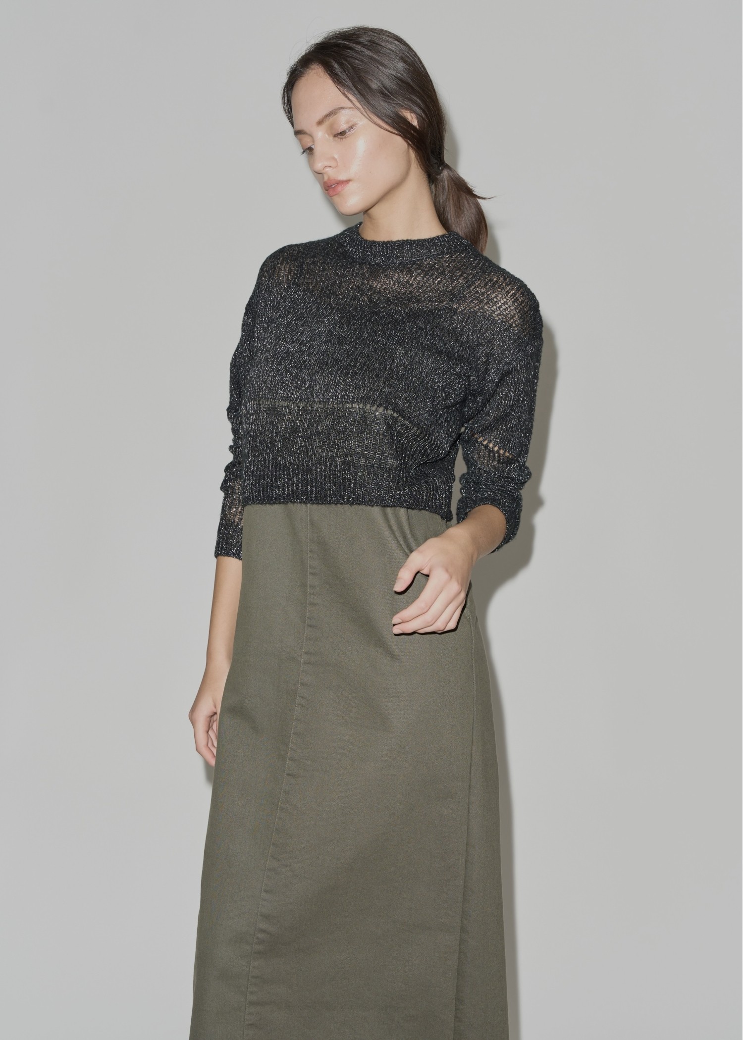 sheer rame openwork short knit