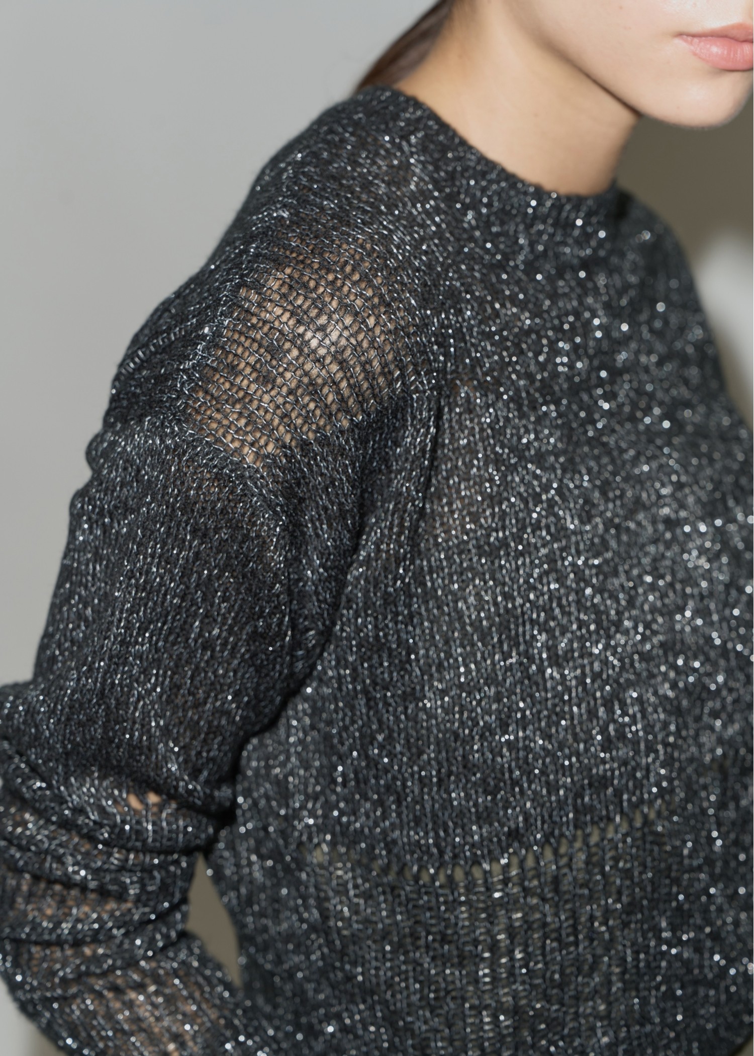 sheer rame openwork short knit