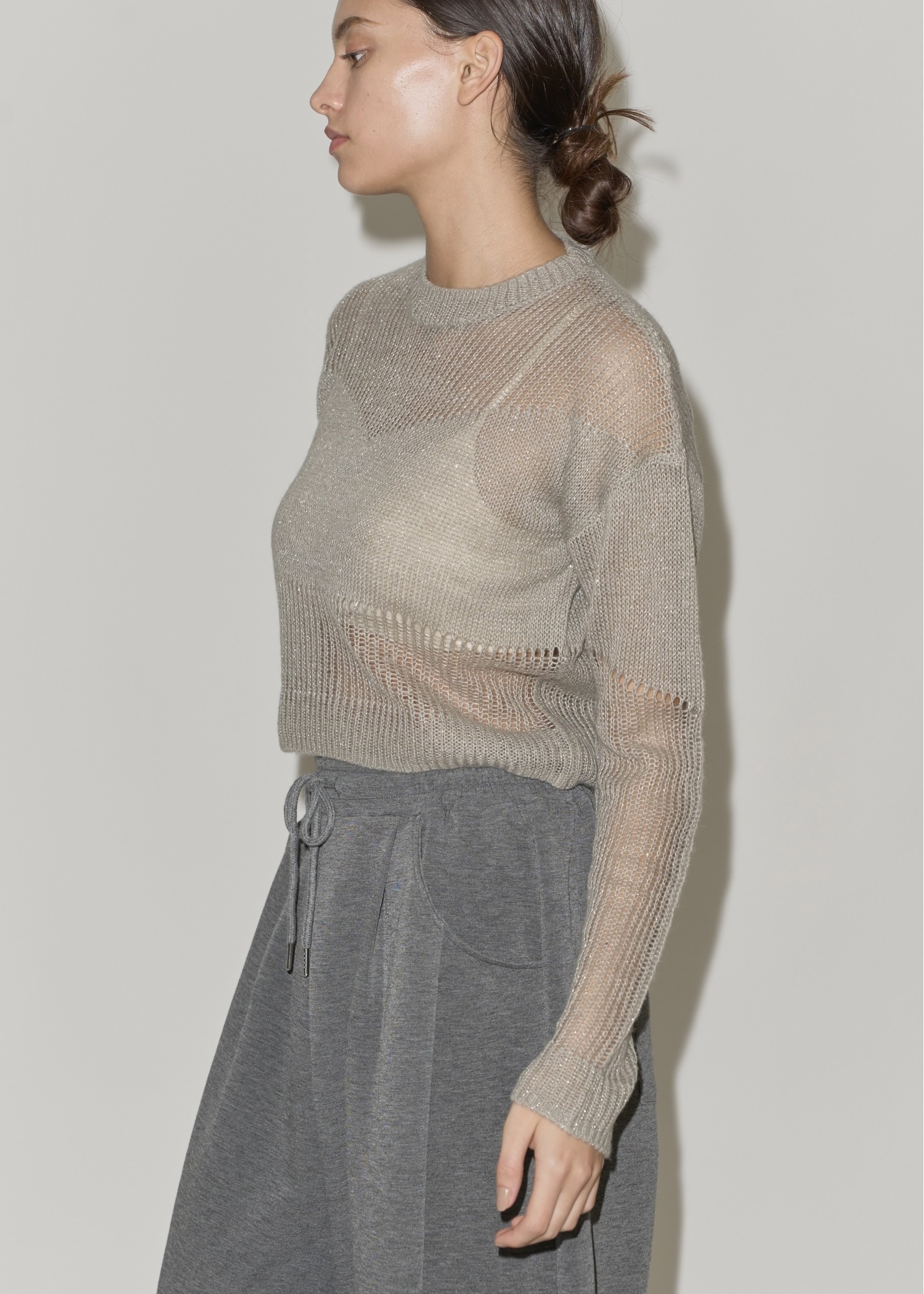 sheer rame openwork short knit