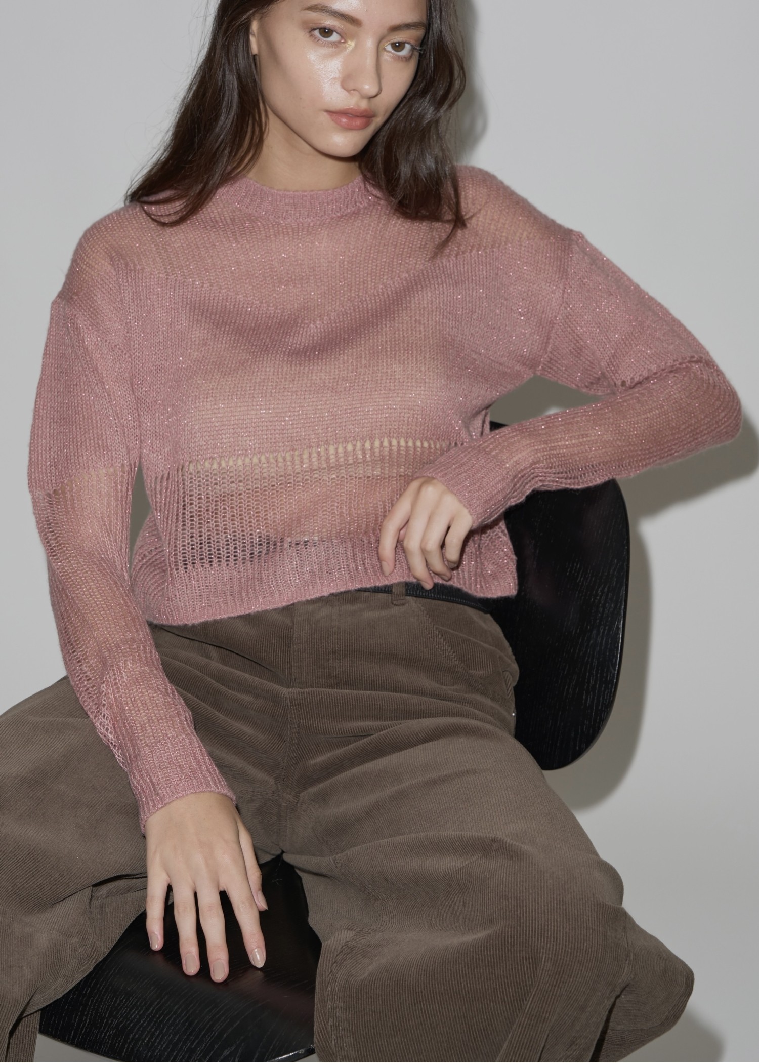 sheer rame openwork short knit