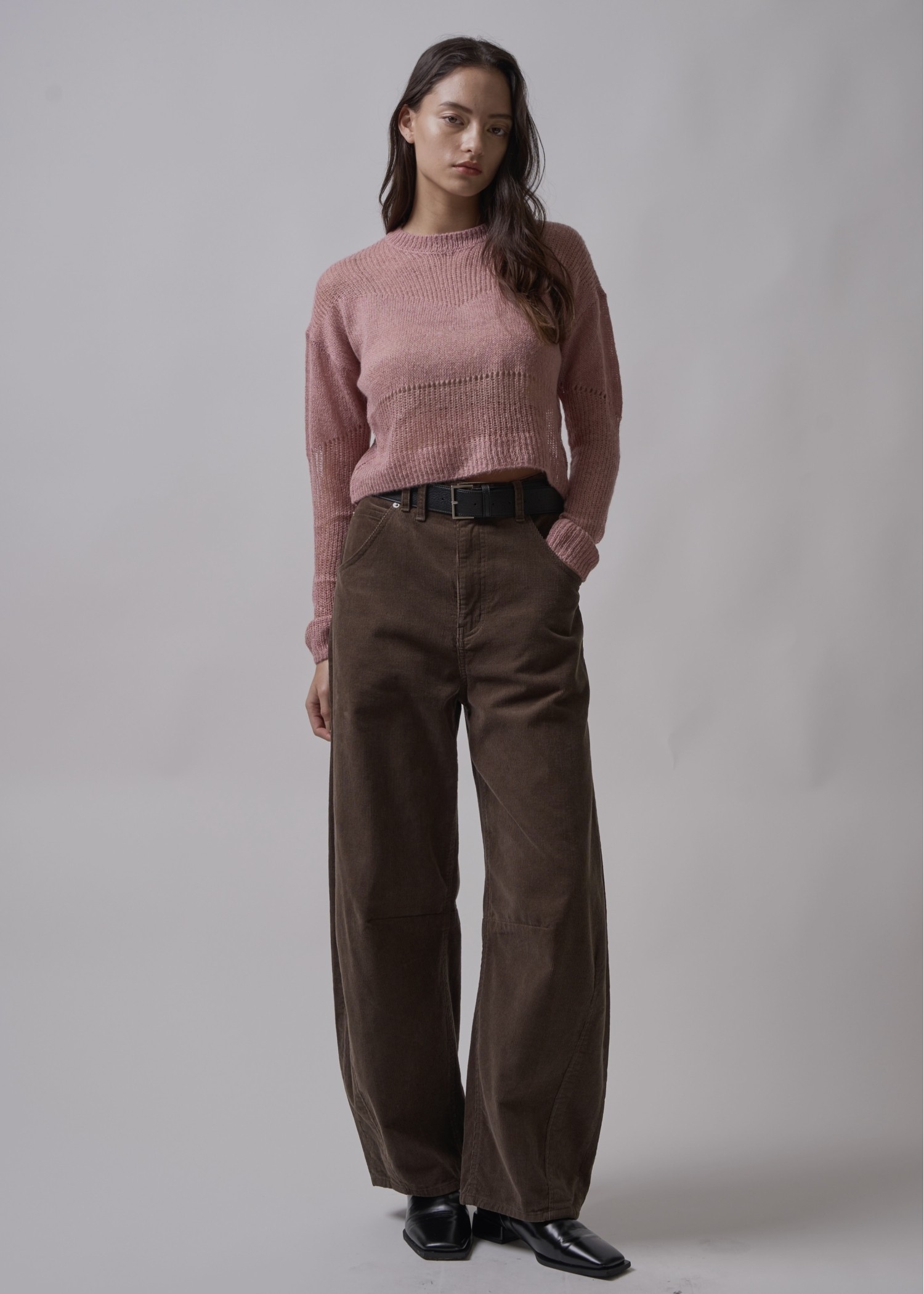 sheer rame openwork short knit