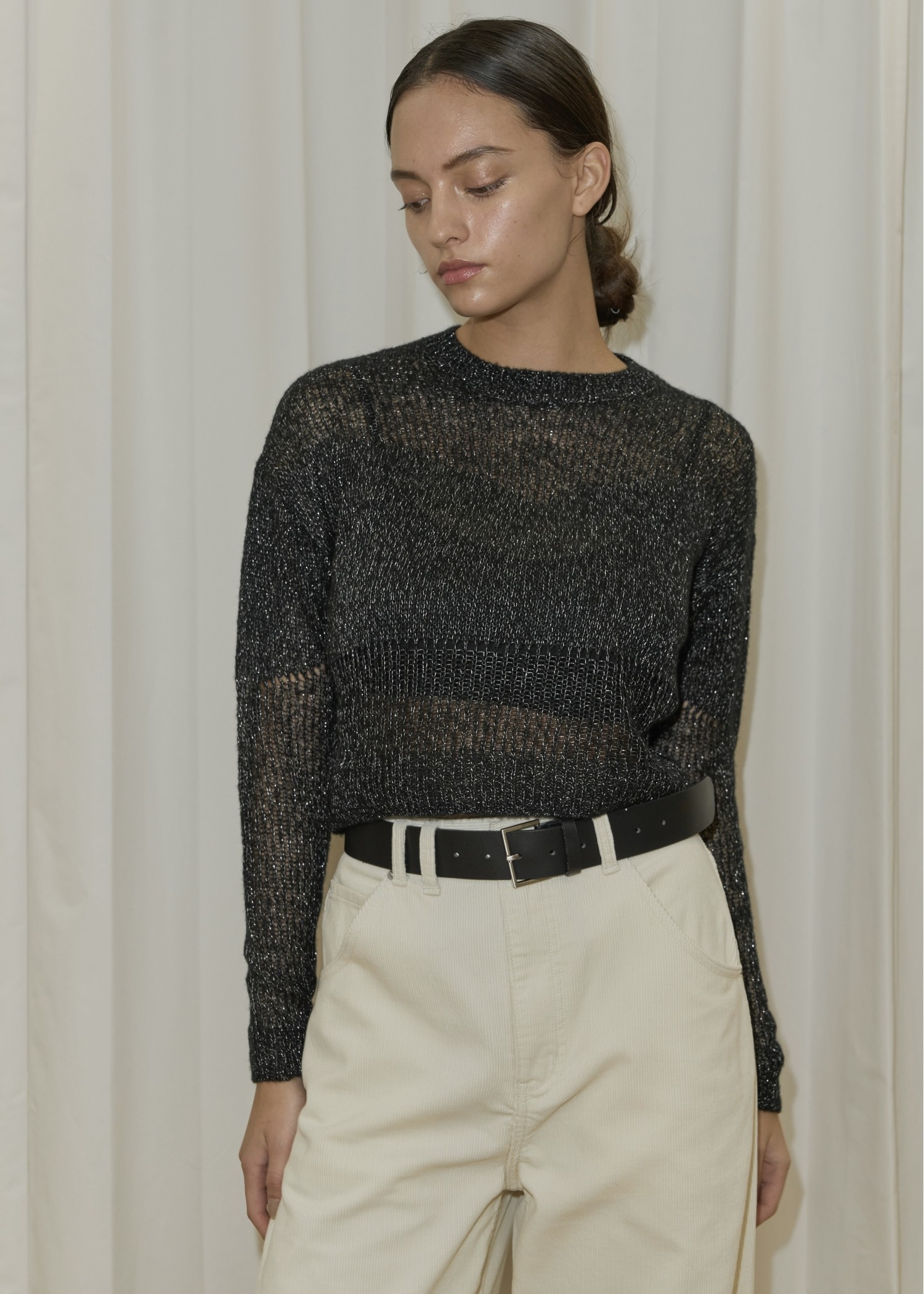 sheer rame openwork short knit