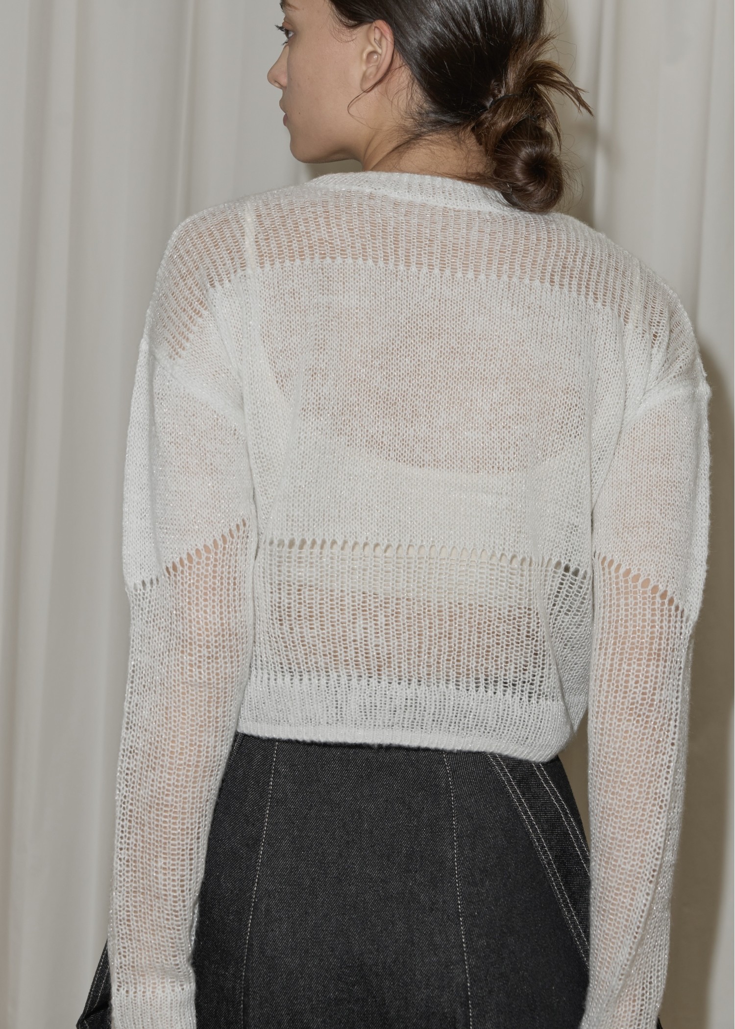 sheer rame openwork short knit