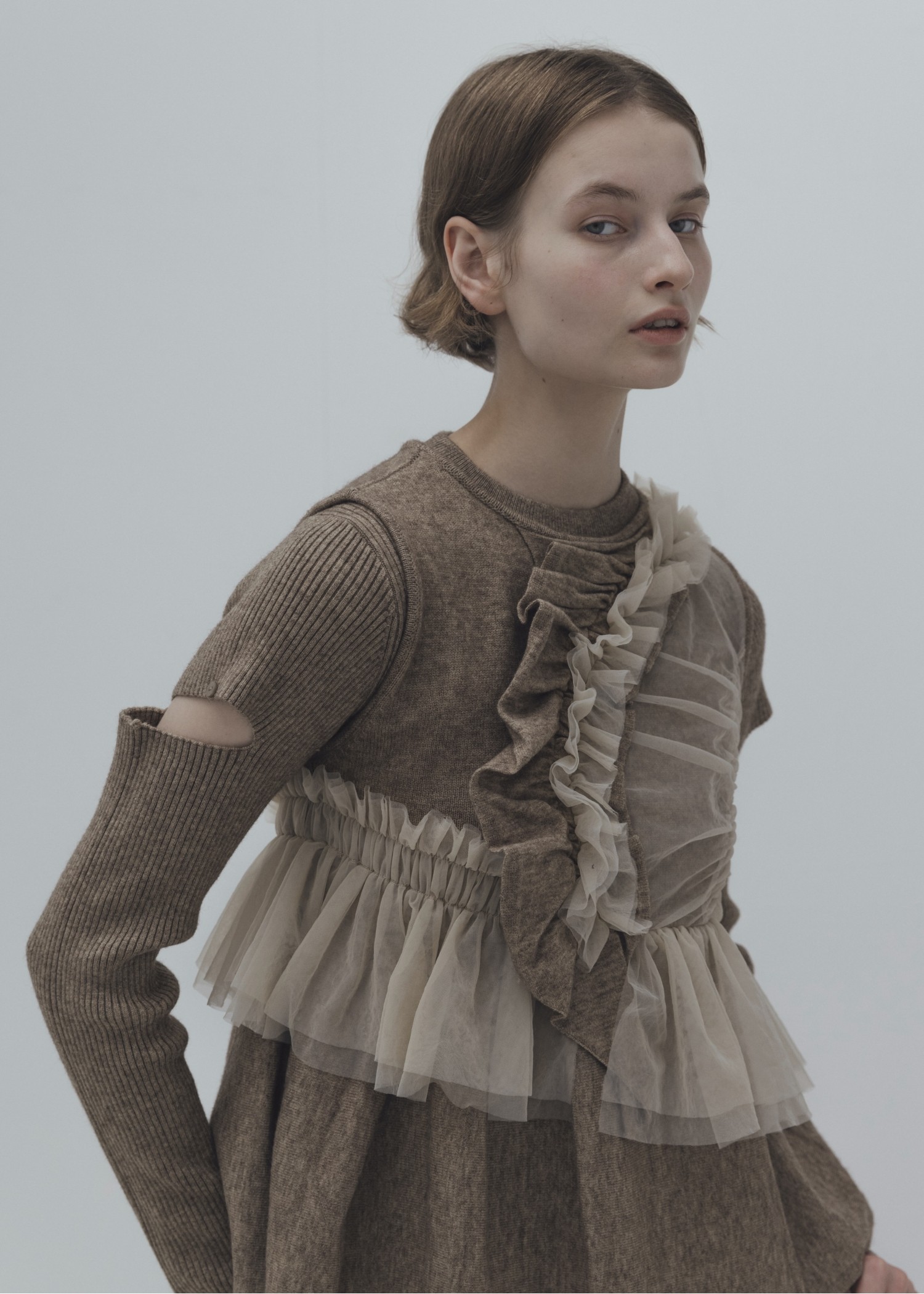 sleeve side notch rib knit