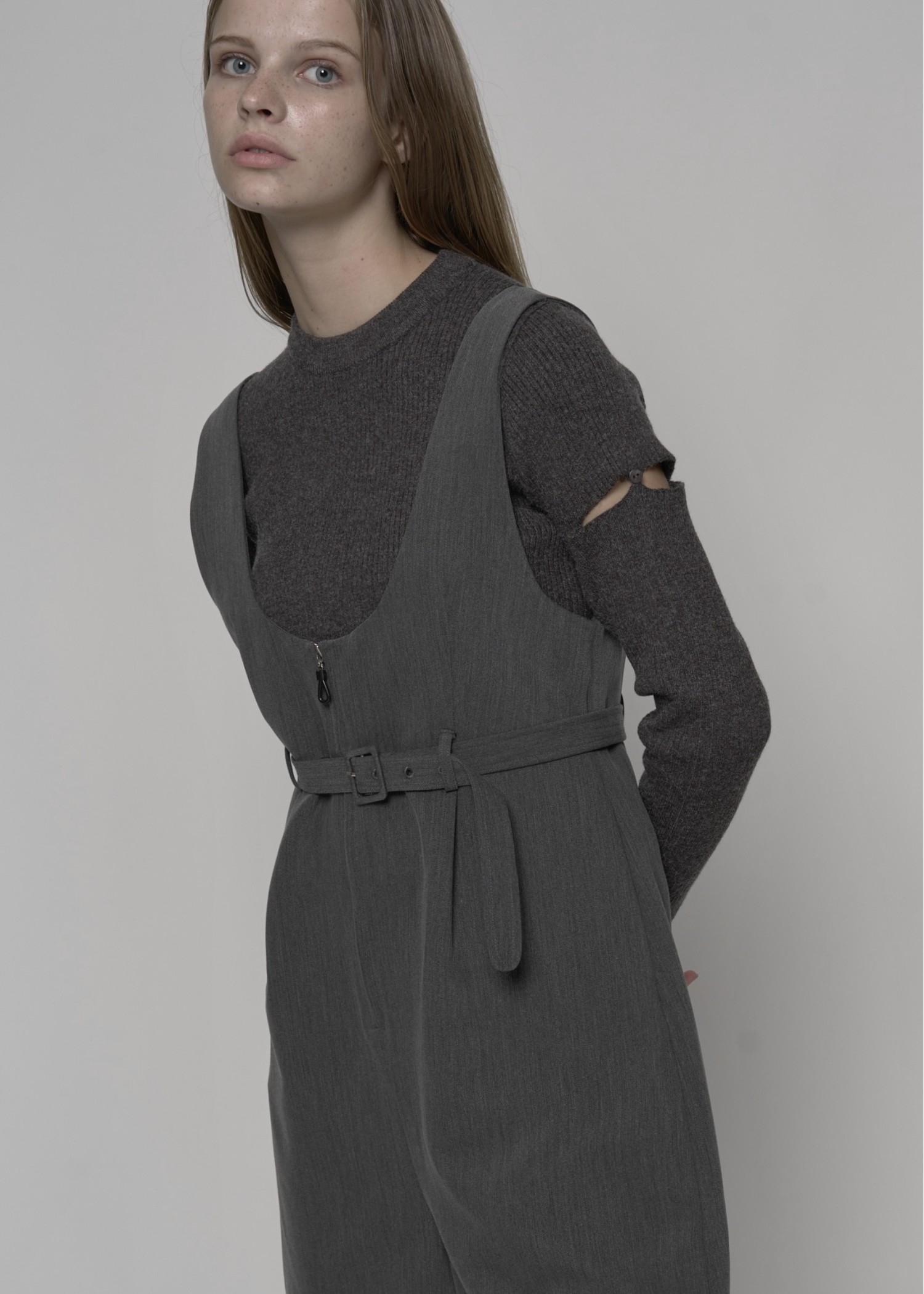 sleeve side notch rib knit