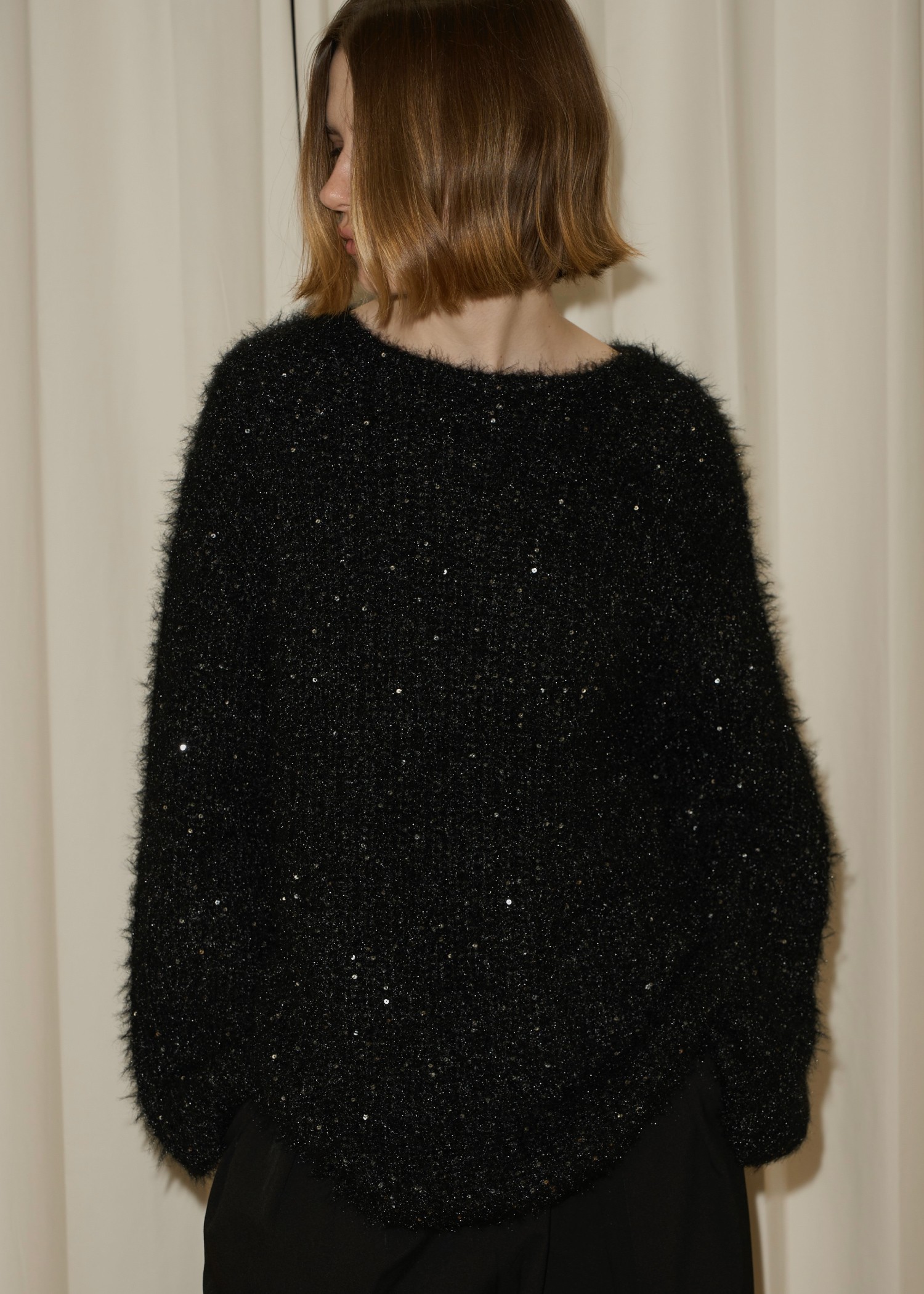 spangle fluffy shaggy loose knit