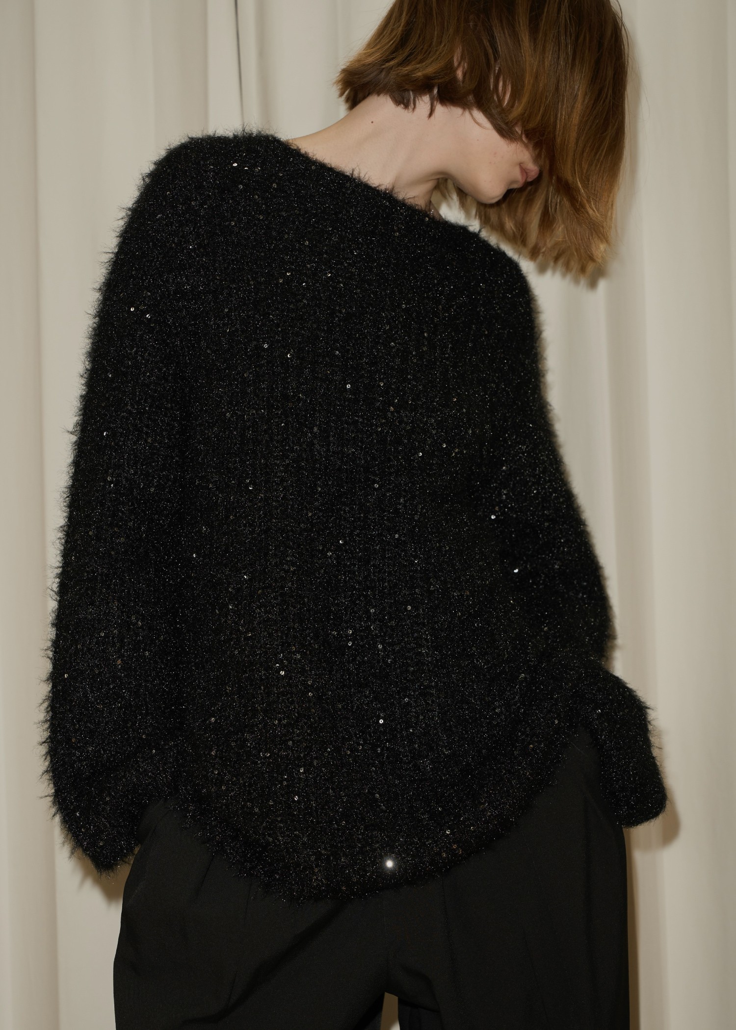 spangle fluffy shaggy loose knit