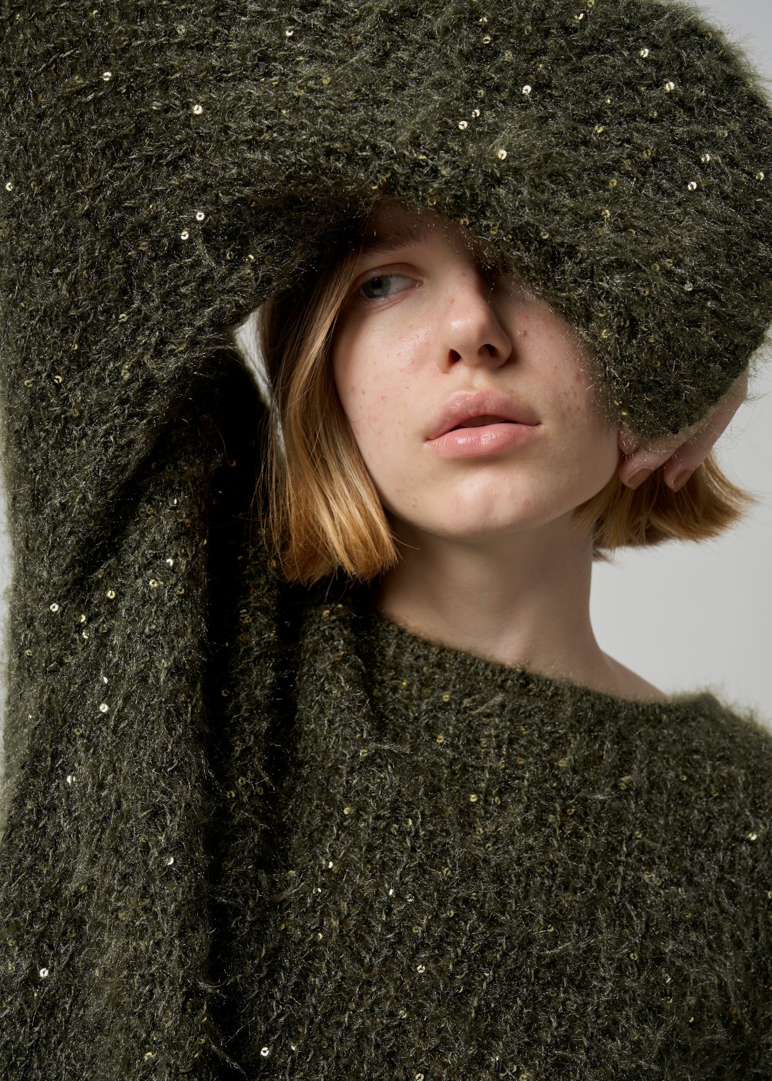 spangle fluffy shaggy loose knit