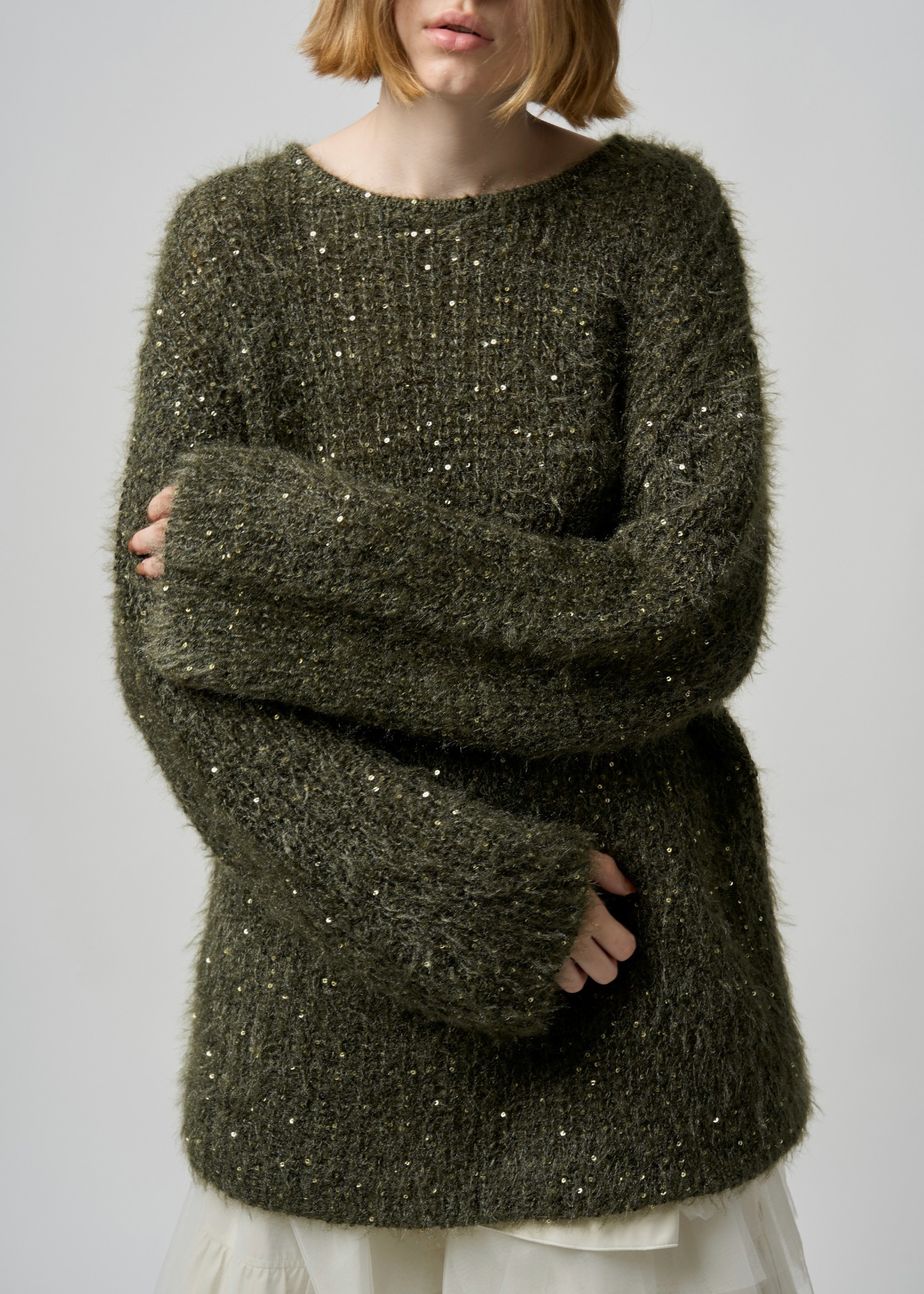 spangle fluffy shaggy loose knit