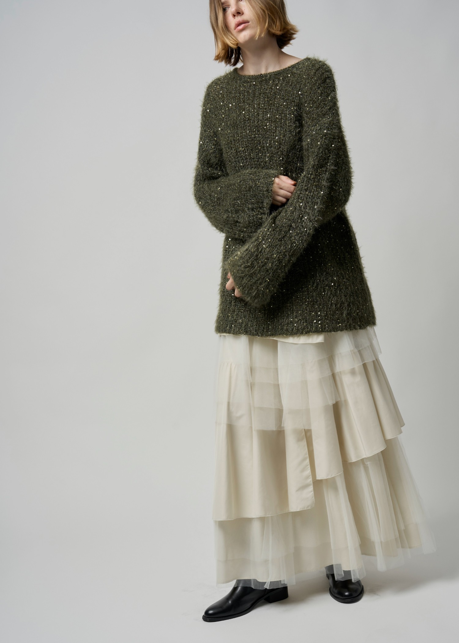 spangle fluffy shaggy loose knit