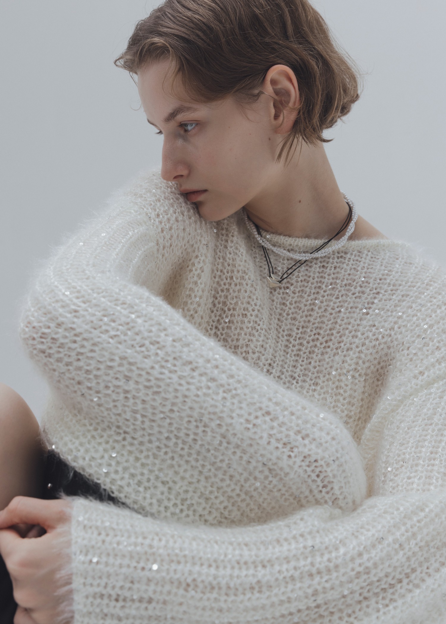 spangle fluffy shaggy loose knit