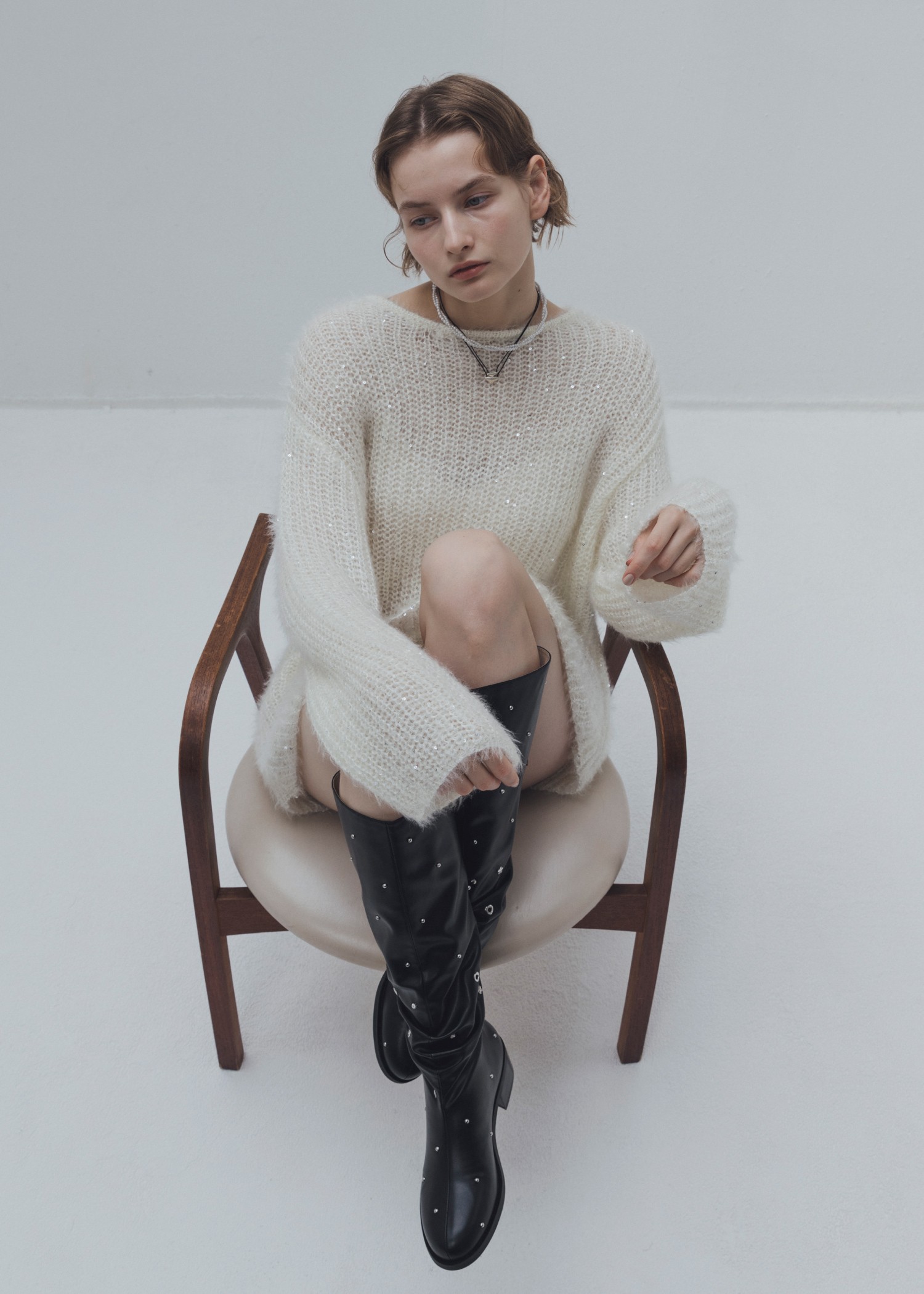 spangle fluffy shaggy loose knit