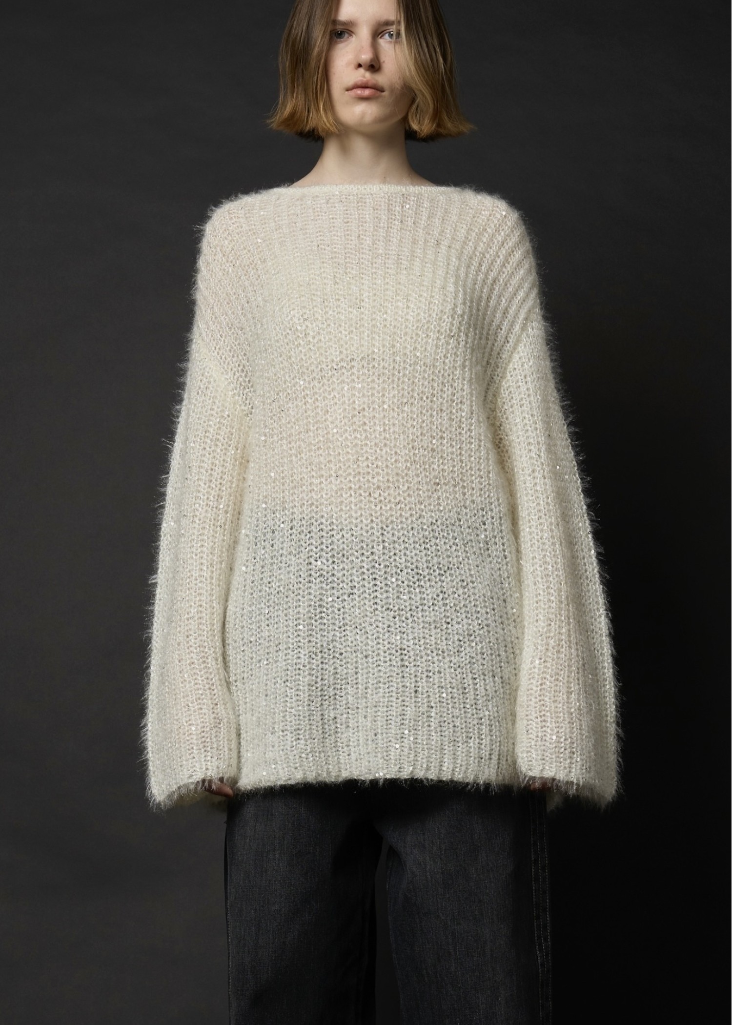 spangle fluffy shaggy loose knit